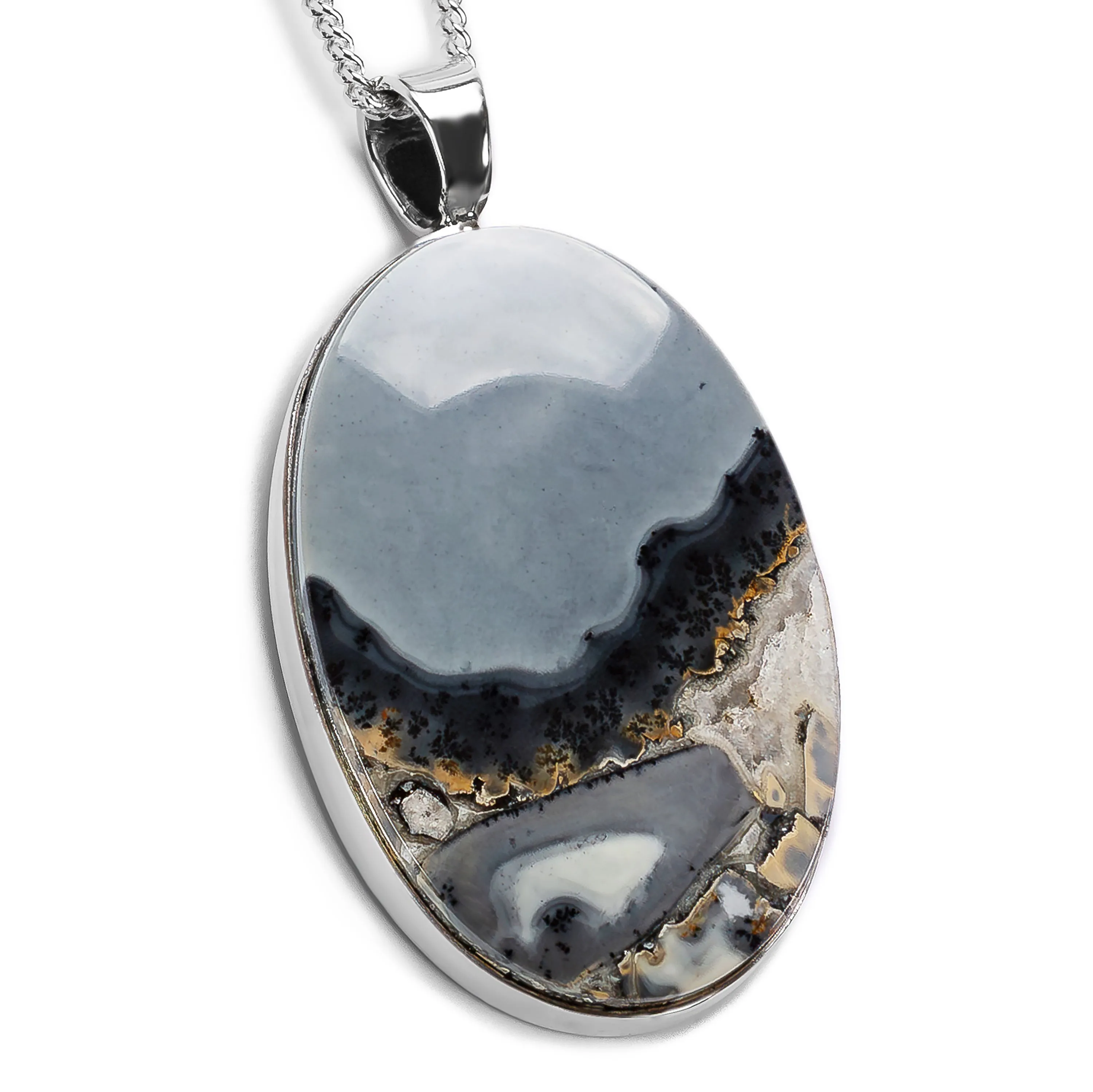 'Mountain Pond at Night' Maligano Jasper Necklace - Natural Designer Gemstone sold by Henryka