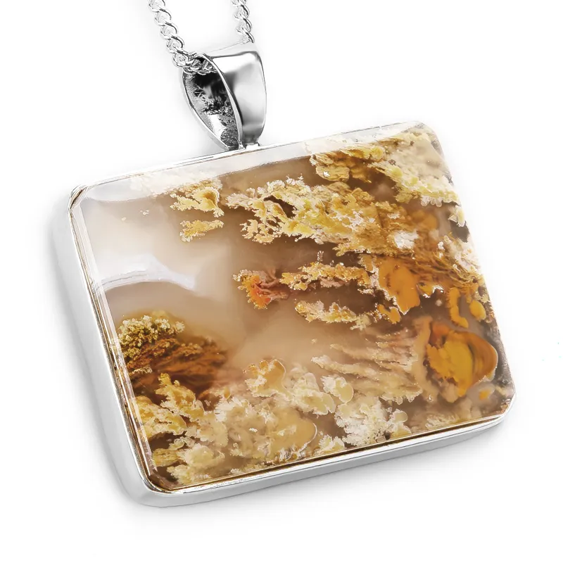 'Forgotten Meadows' Scenic Indonesian Moss Agate Necklace - Natural Designer Gemstone sold by Henryka
