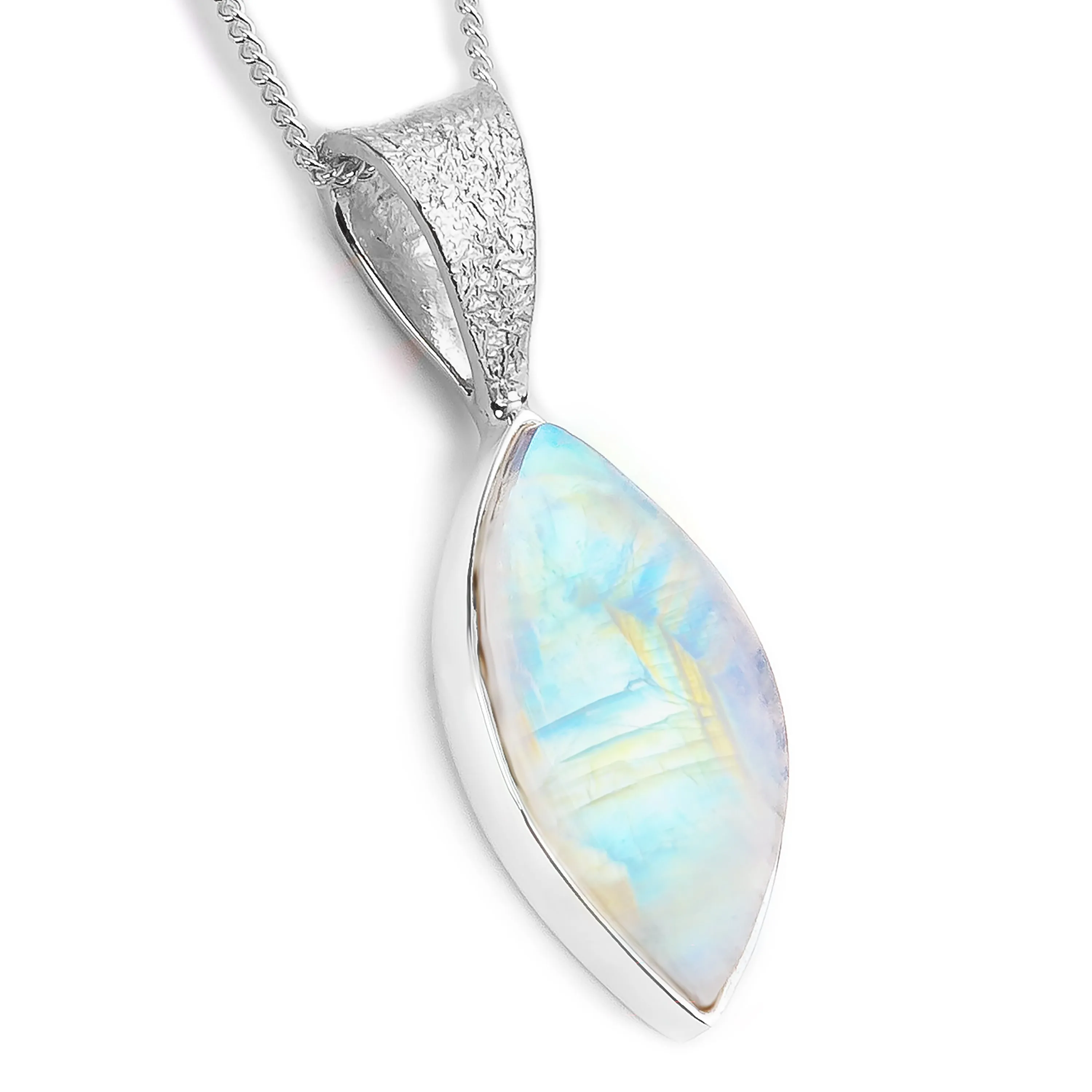 Adorable Rainbow Flash Moonstone Necklace - Natural Designer Gemstone sold by Henryka