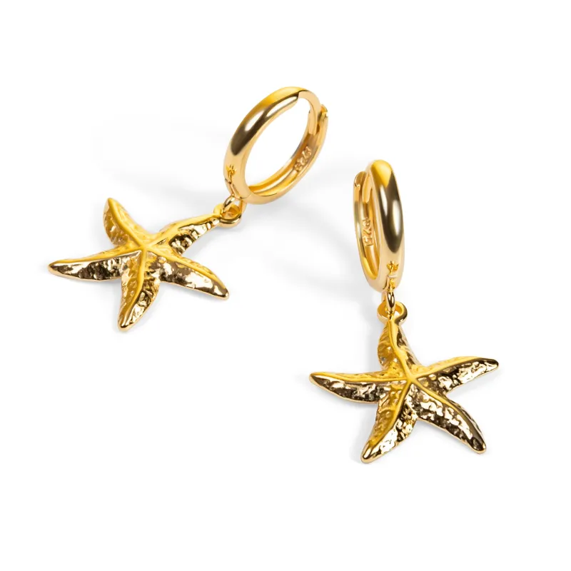 Starfish Hoop Earrings in Sterling Silver with 24ct Gold sold by Henryka