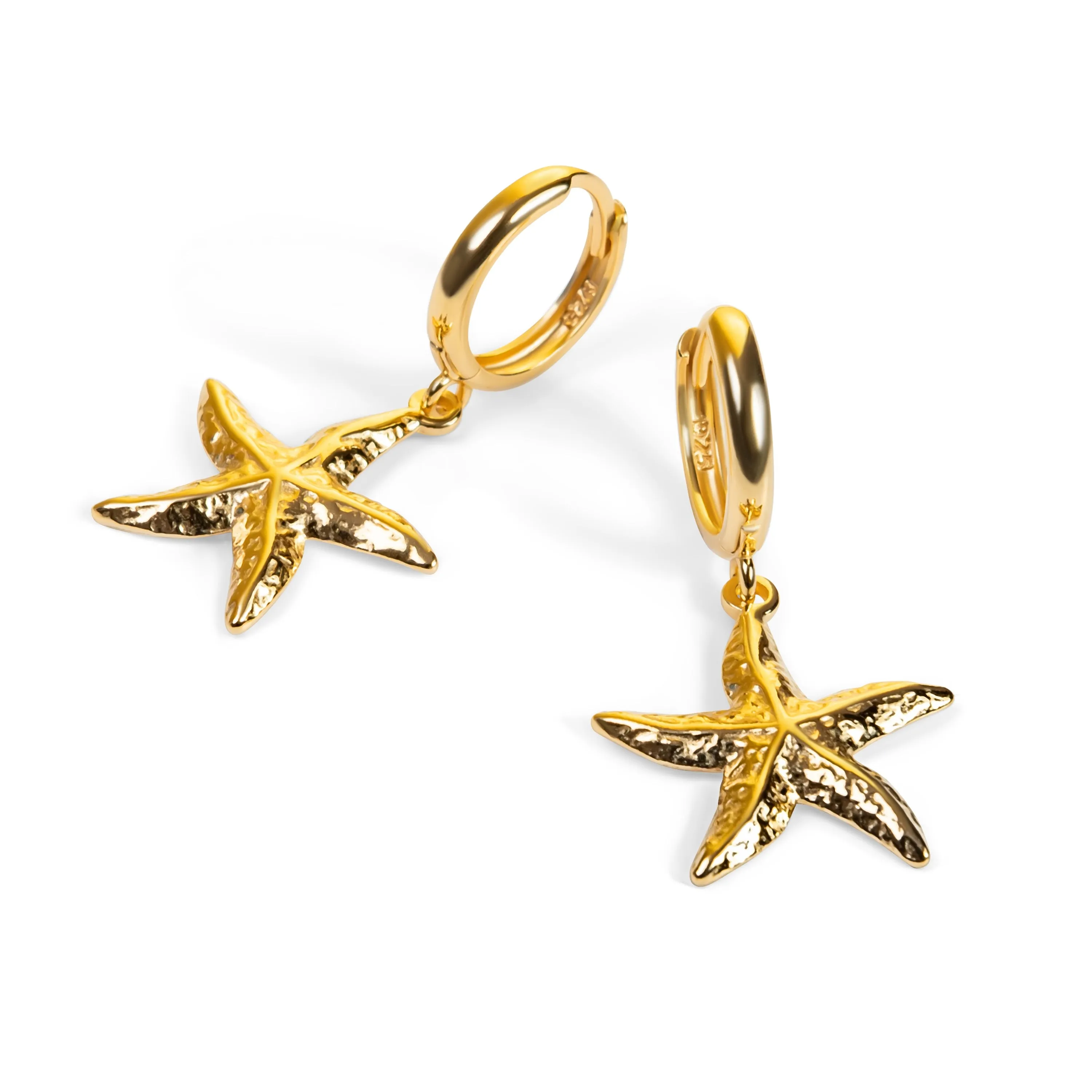 Starfish Hoop Earrings in Sterling Silver with 24ct Gold sold by Henryka