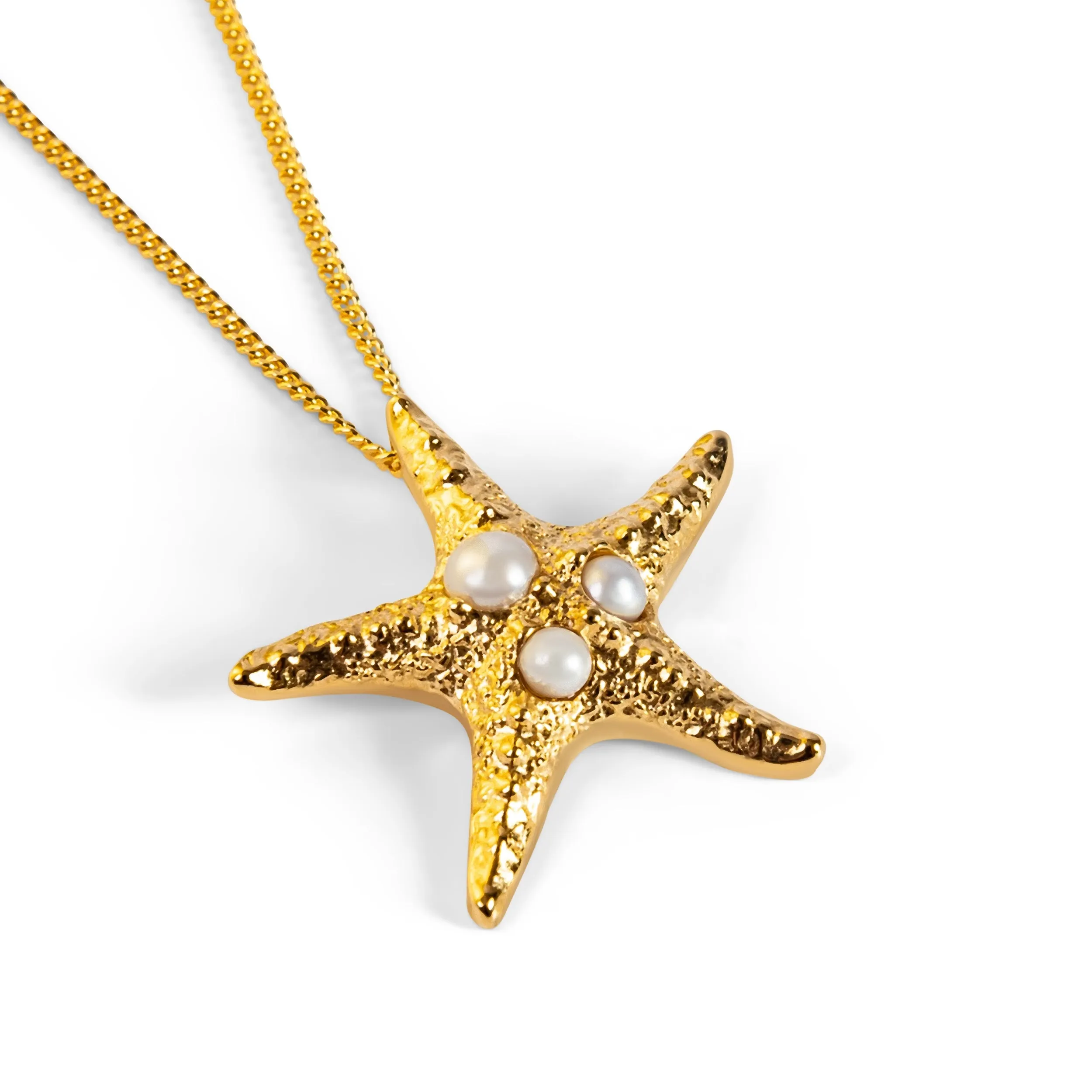 Large Starfish Necklace in Sterling Silver with 24ct Gold & Pearl sold by Henryka