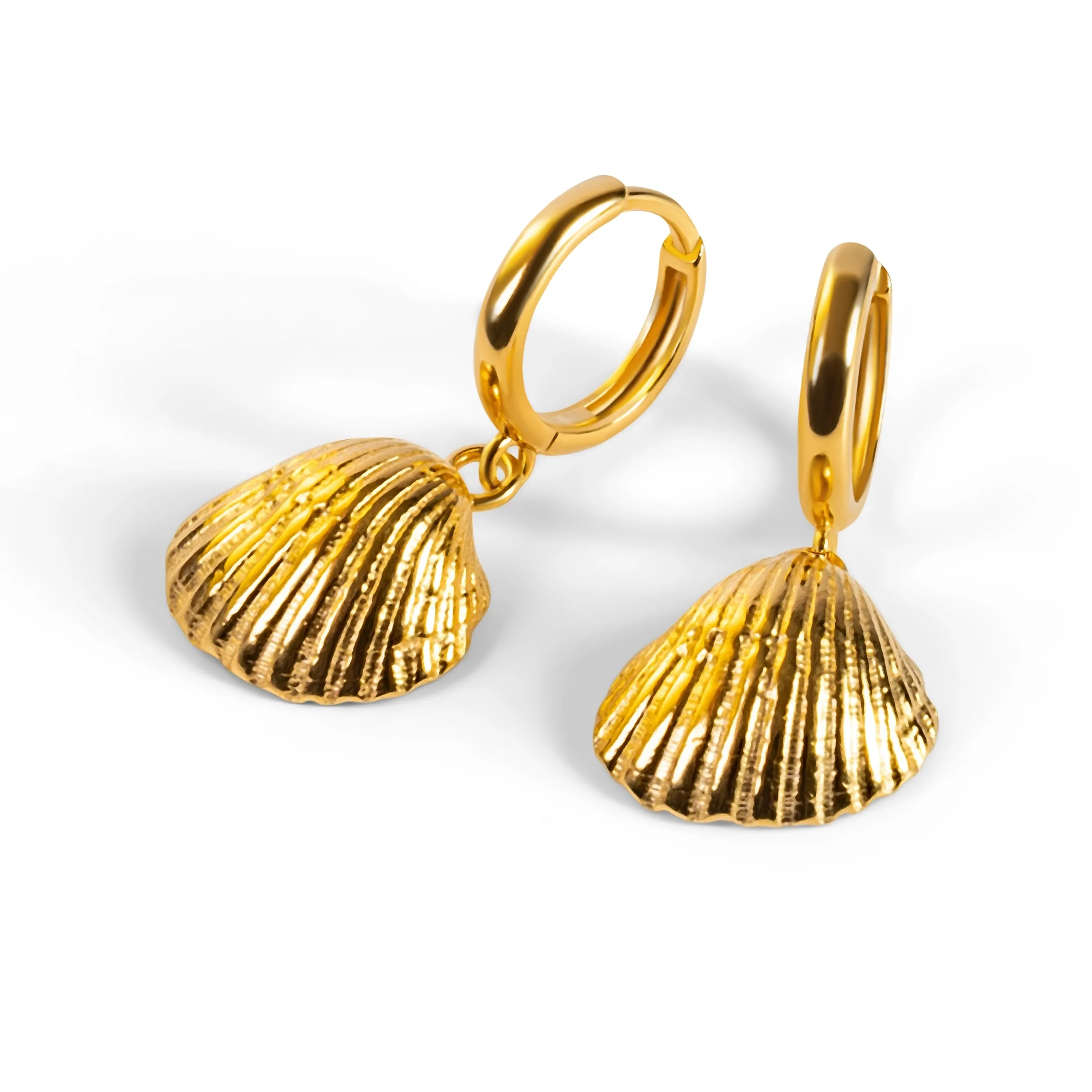 Sea Shell Hoop Earrings in Sterling Silver with 24ct Gold & Pearl sold by Henryka product image thumbnail 2