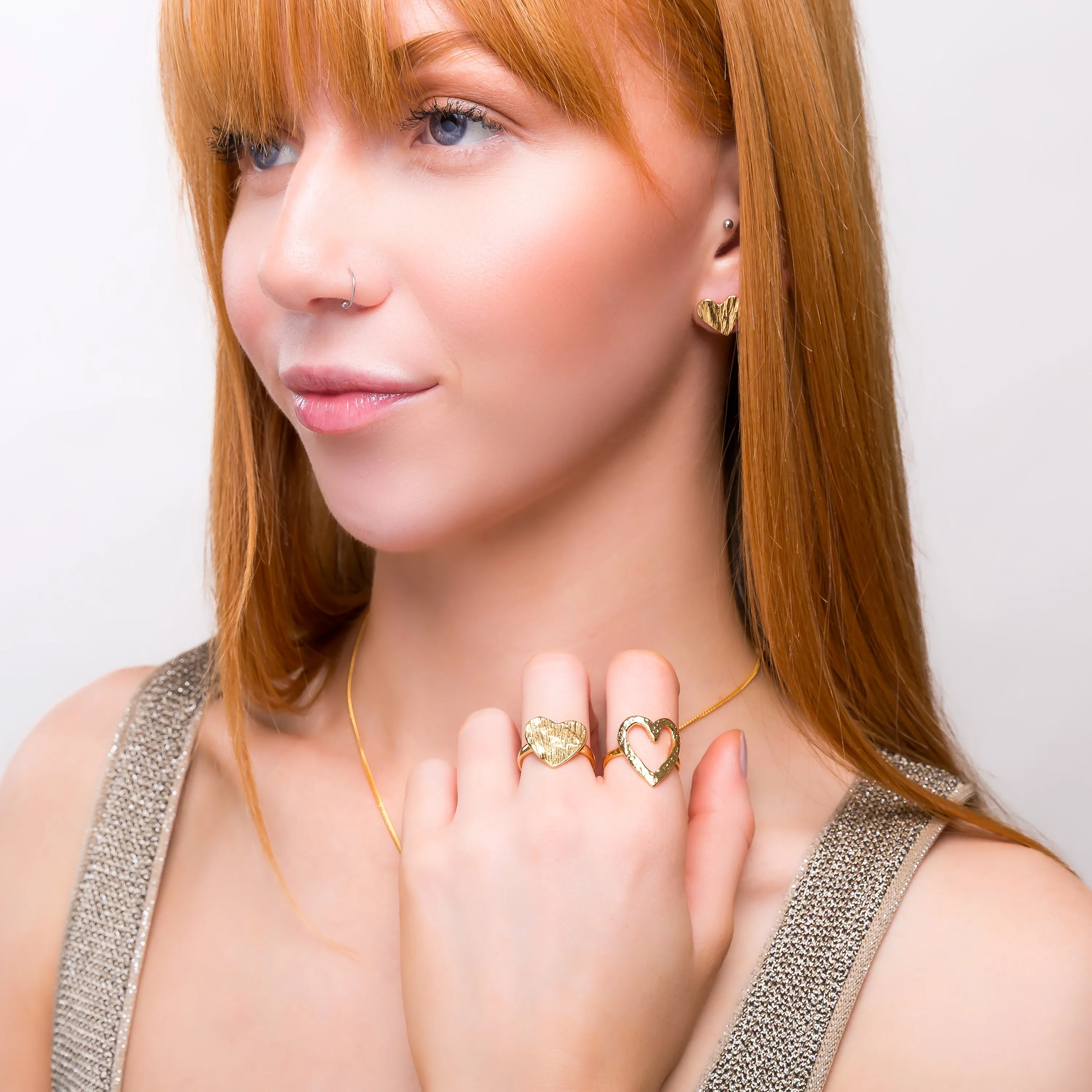 Open Heart Ring in Sterling Silver with 24ct Gold sold by Henryka product image thumbnail 3