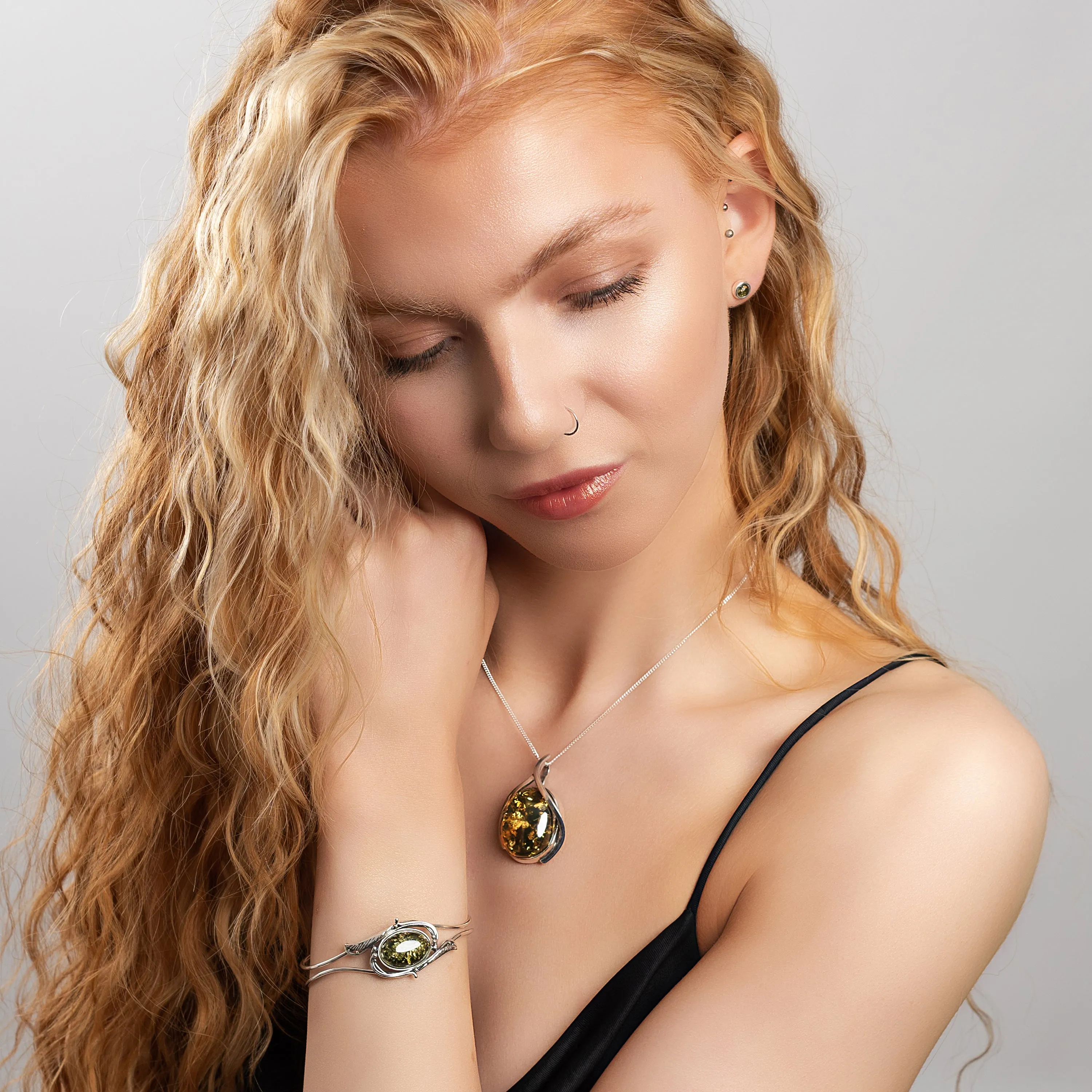 GRAND Baltic Green Amber Necklace - Natural Designer Gemstone sold by Henryka product image thumbnail 3