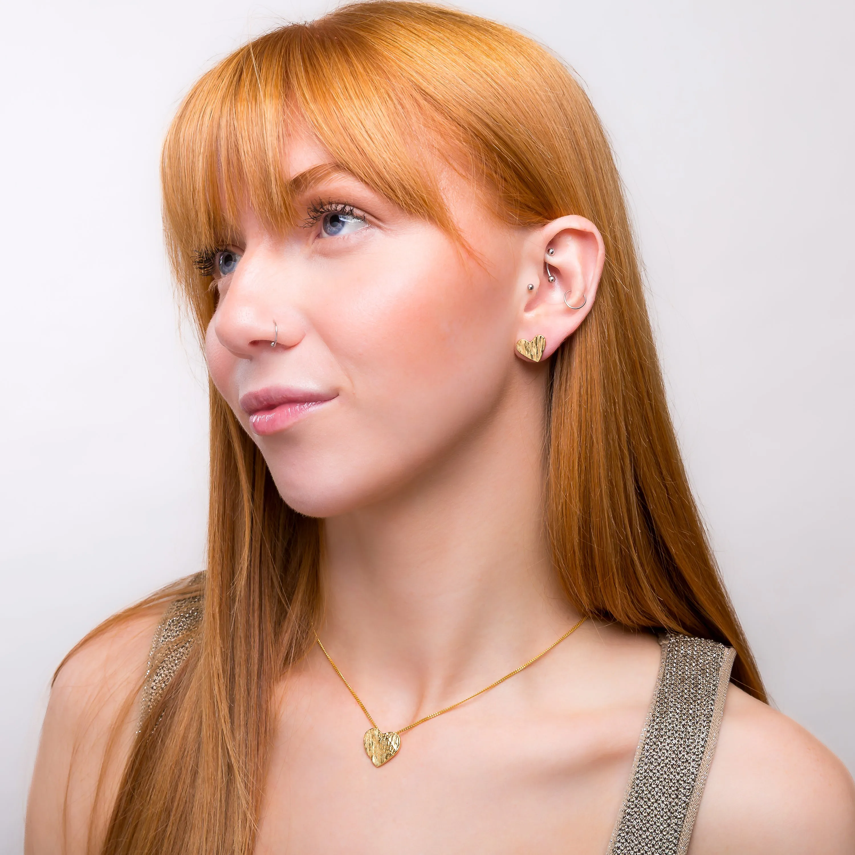 Simple Textured Heart Necklace in Sterling Silver with 24ct Gold sold by Henryka product image thumbnail 4