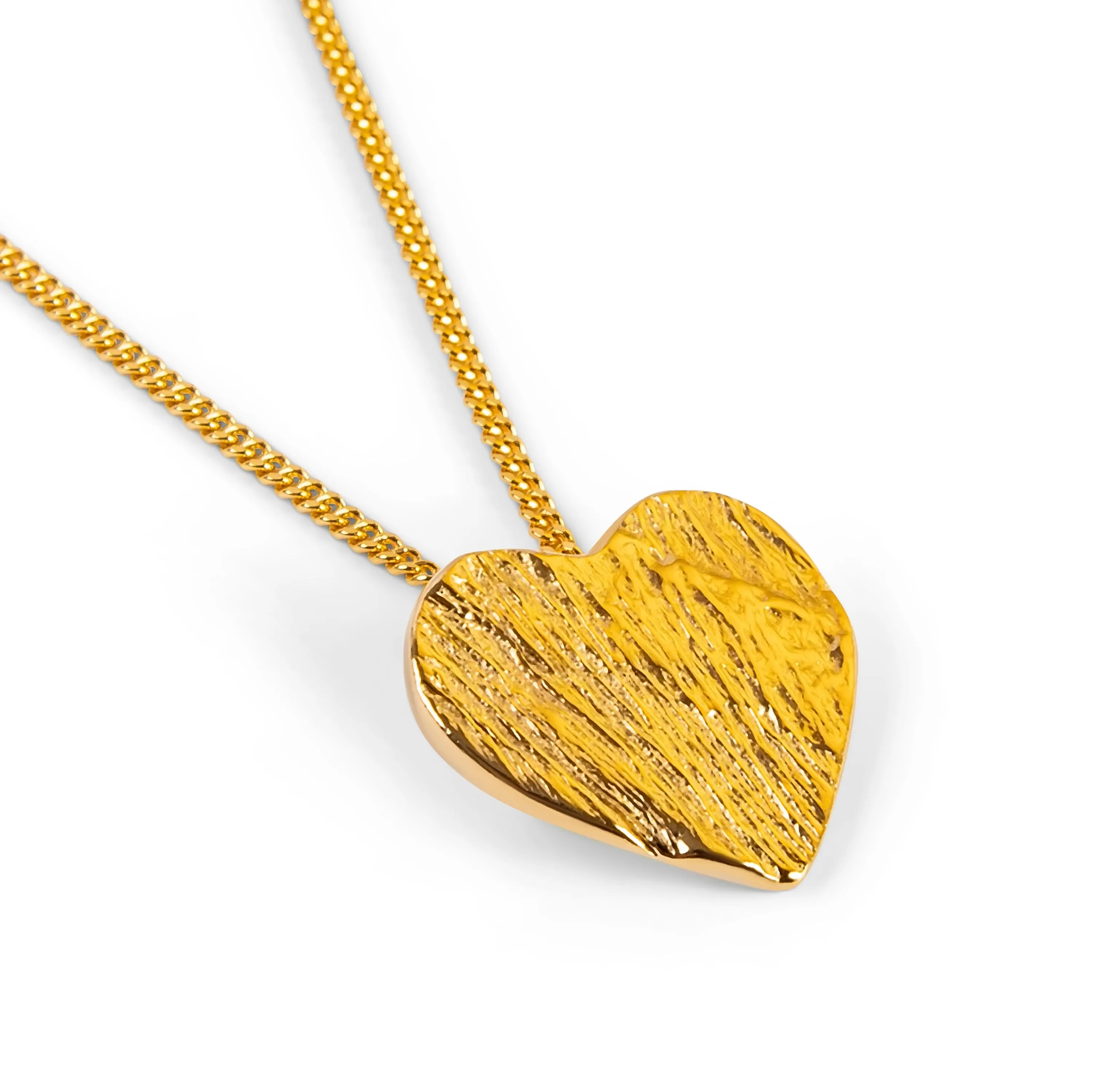 Simple Textured Heart Necklace in Sterling Silver with 24ct Gold sold by Henryka