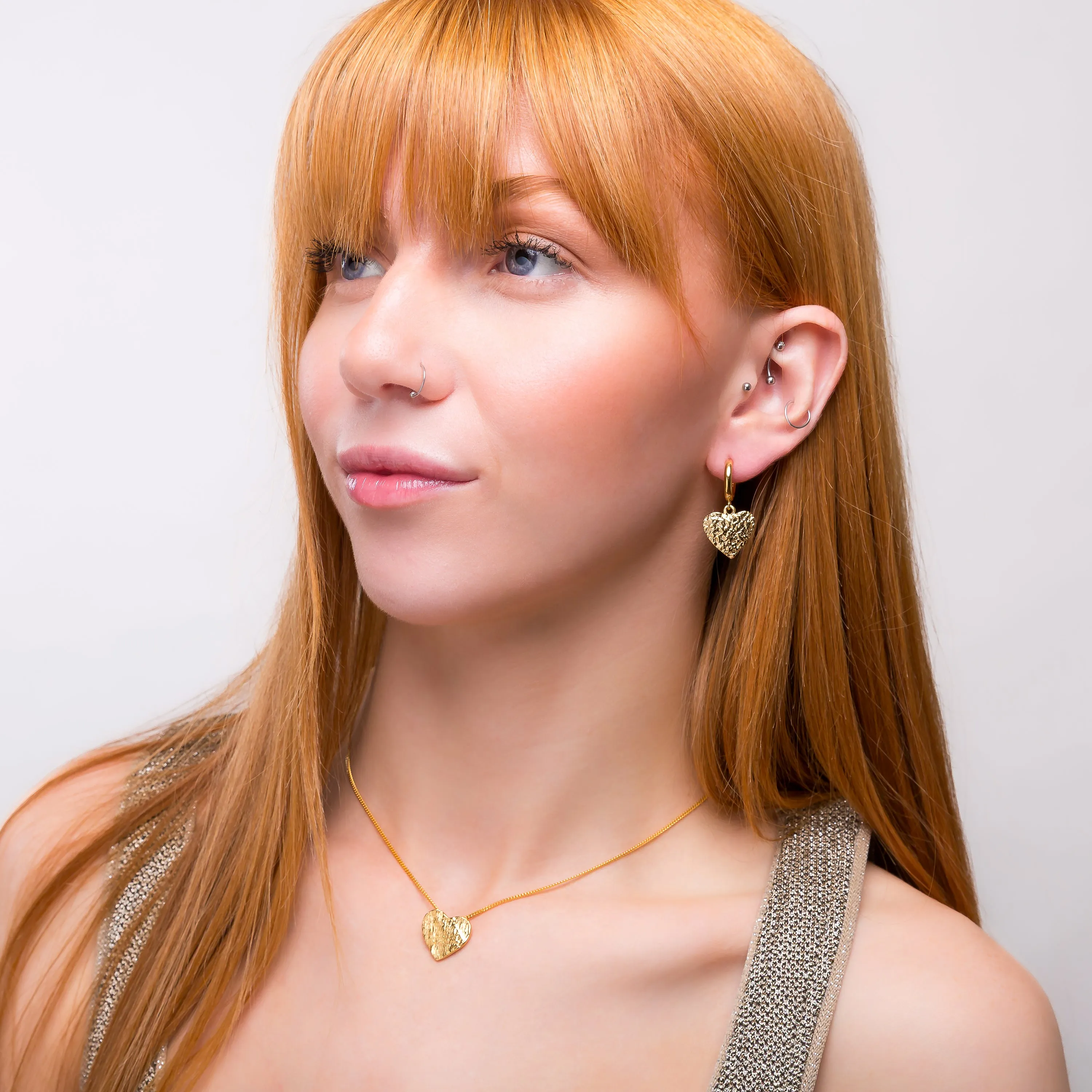 Simple Textured Heart Necklace in Sterling Silver with 24ct Gold sold by Henryka product image thumbnail 3