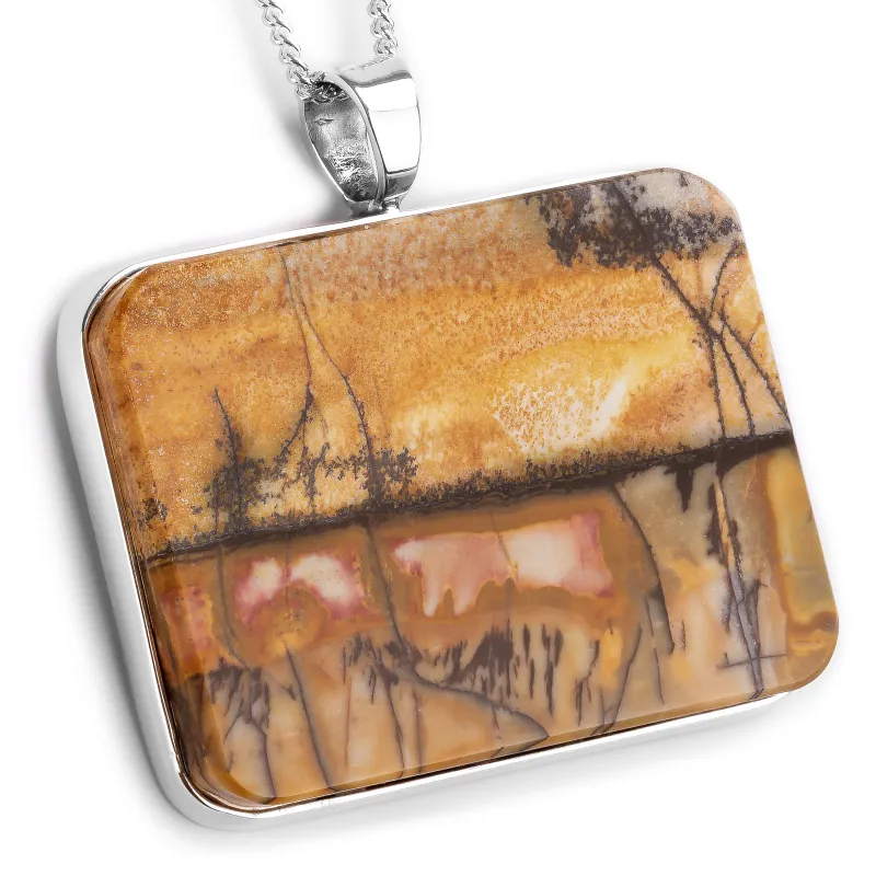 'Sunset Lake' Cherry Creek Jasper Necklace - Stunning Natural Designer Gemstone sold by Henryka