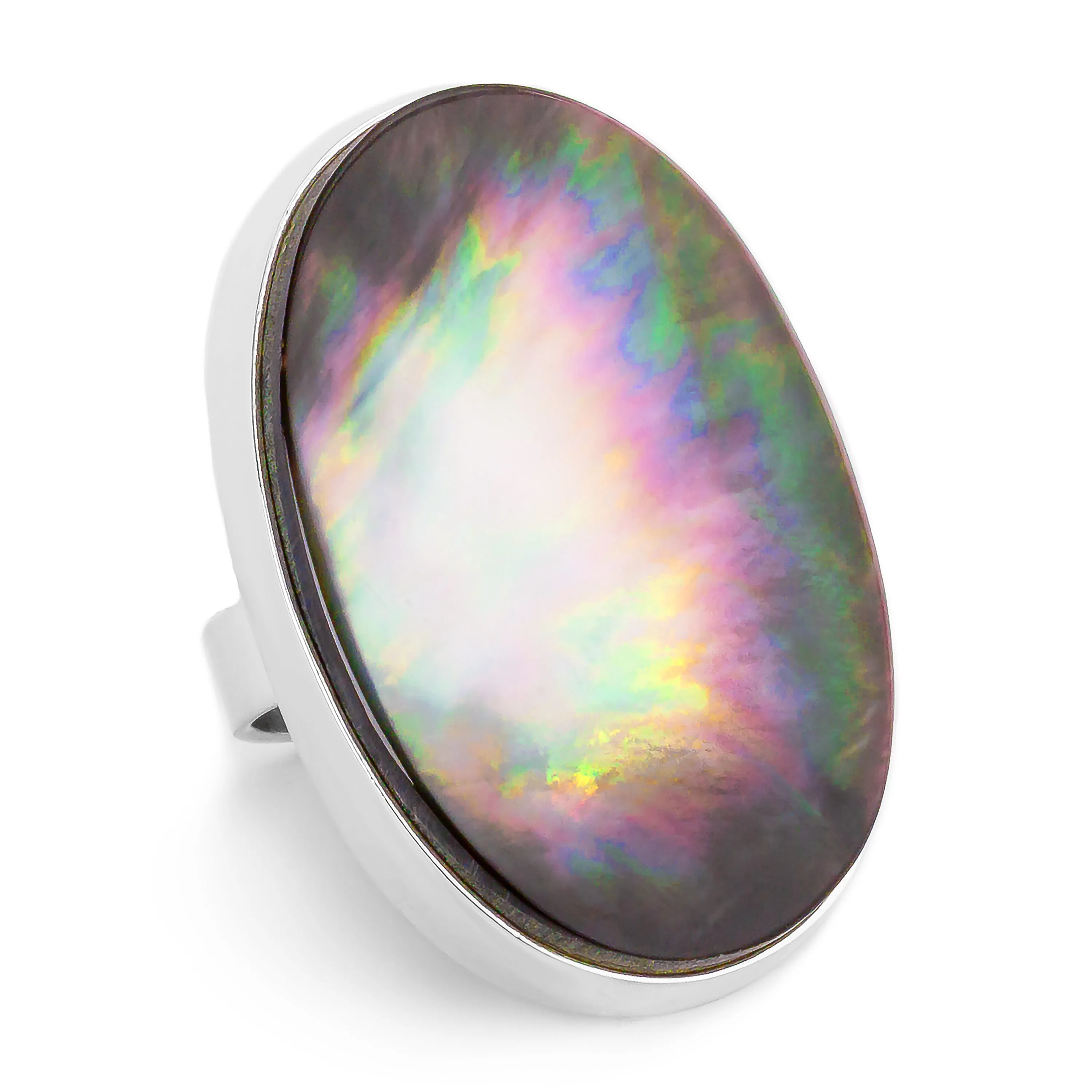 GRAND Tahitian Black Mother of Pearl Ring - Natural Designer Gemstone sold by Henryka