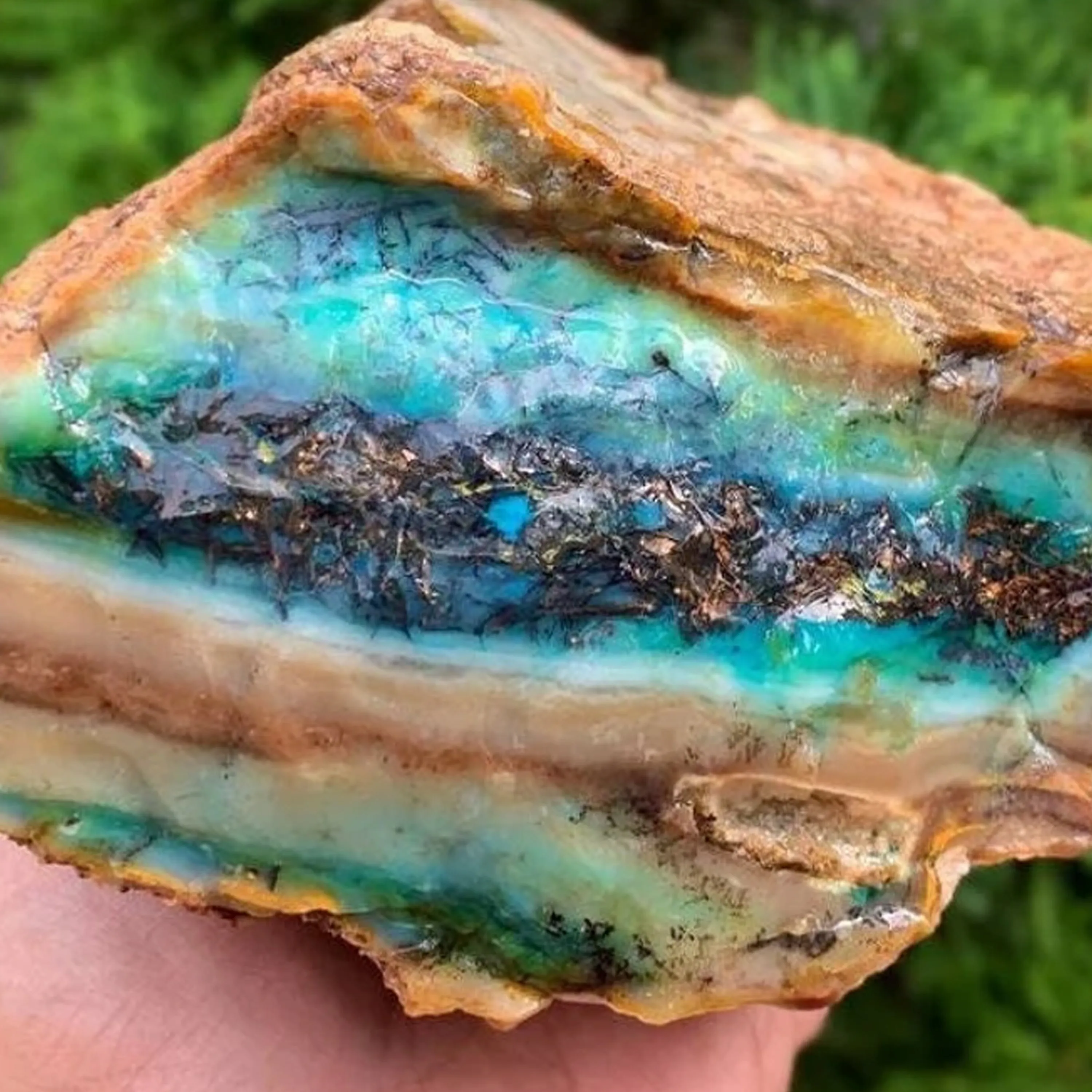 'Force of the Ocean' Opalized Petrified Wood Necklace - Natural Designer Gemstone sold by Henryka product image thumbnail 2