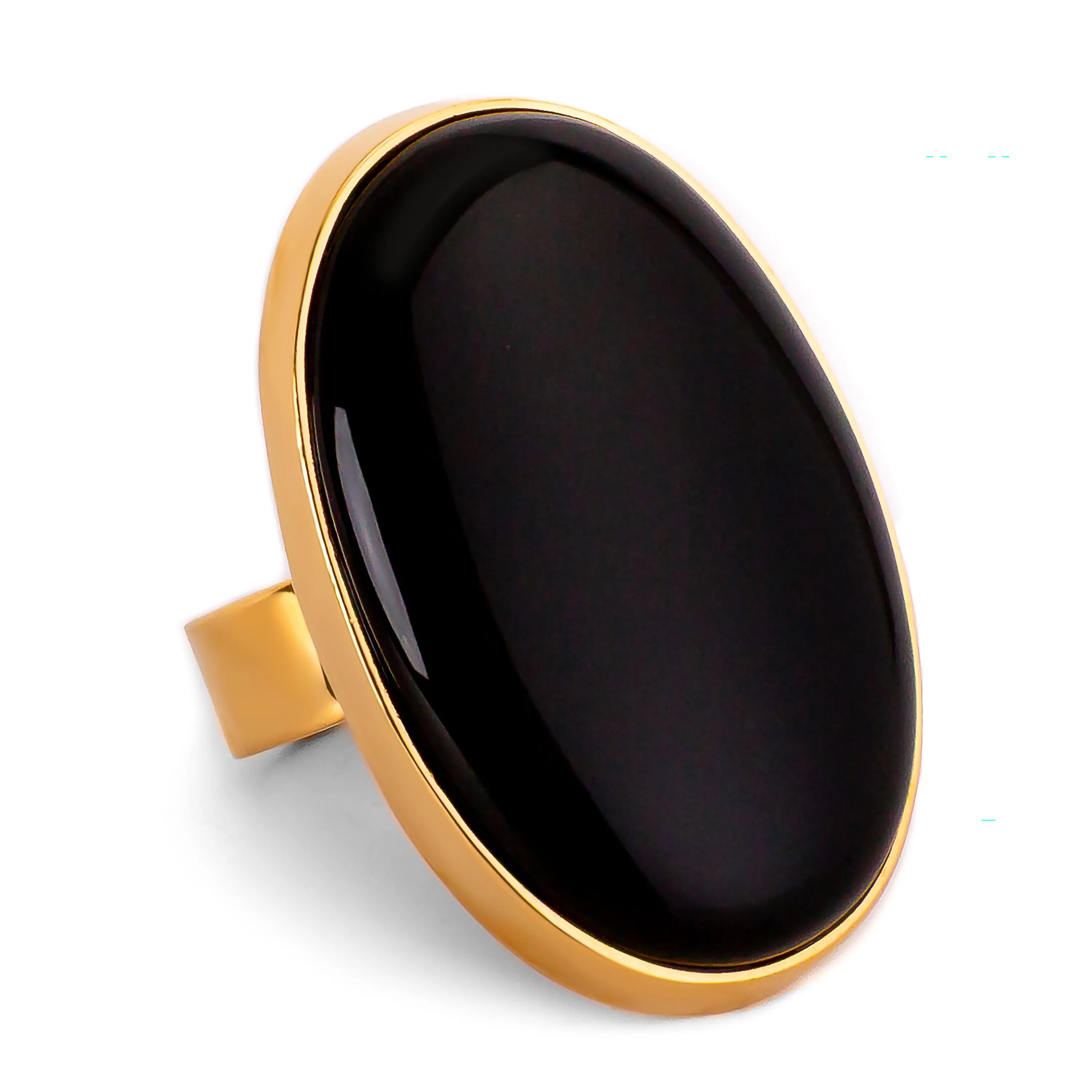Classic Black Onyx with Gold Statement Ring - Natural Designer Gemstone sold by Henryka