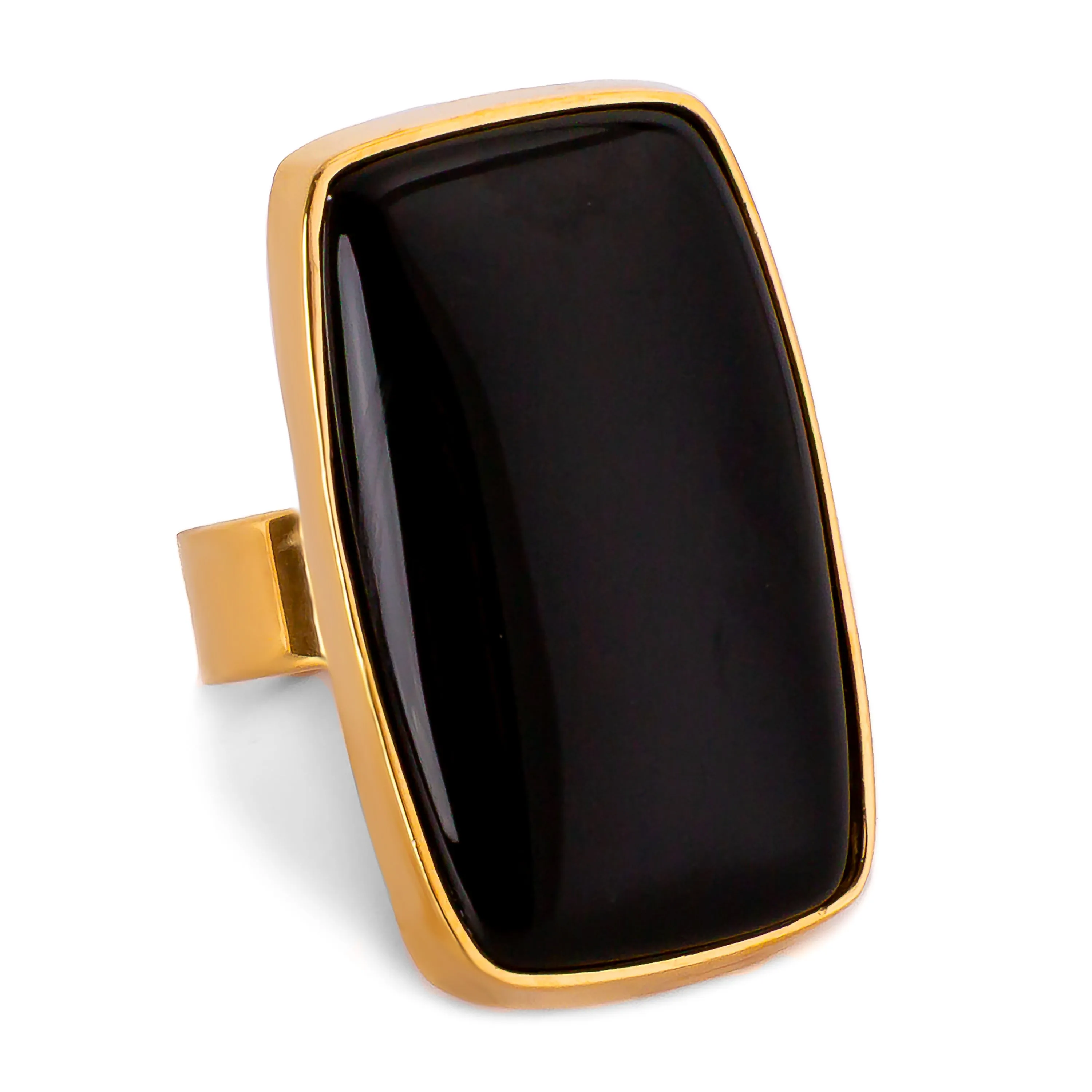 Fabulous Black Onyx Gold Statement Ring - Natural Designer Gemstone sold by Henryka