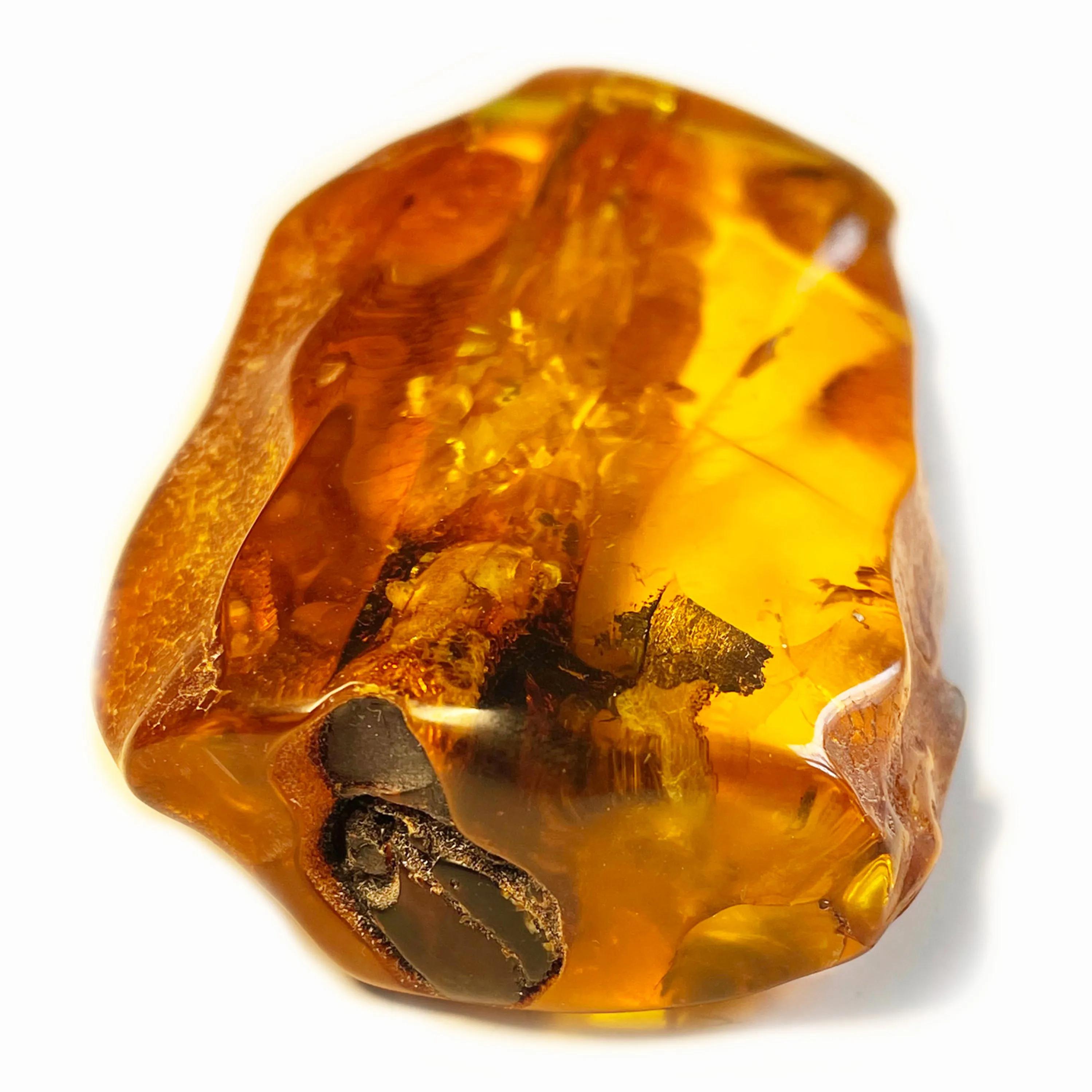 'Tiger Stripes' 3D Baltic Amber and Silver Heart Necklace - Natural Designer Gemstone sold by Henryka product image thumbnail 2