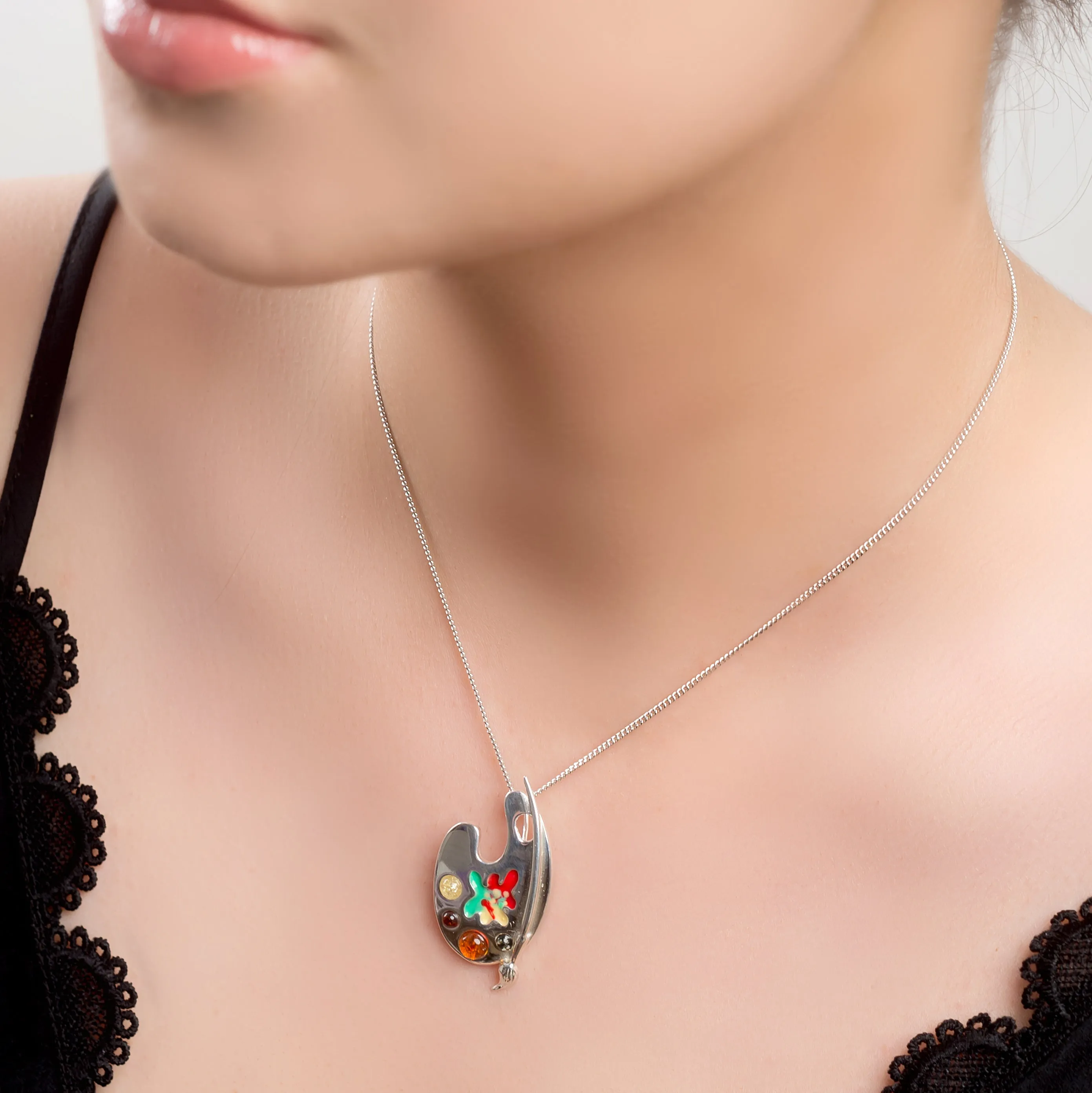 Artist Palette Necklace in Silver sold by Henryka product image thumbnail 2