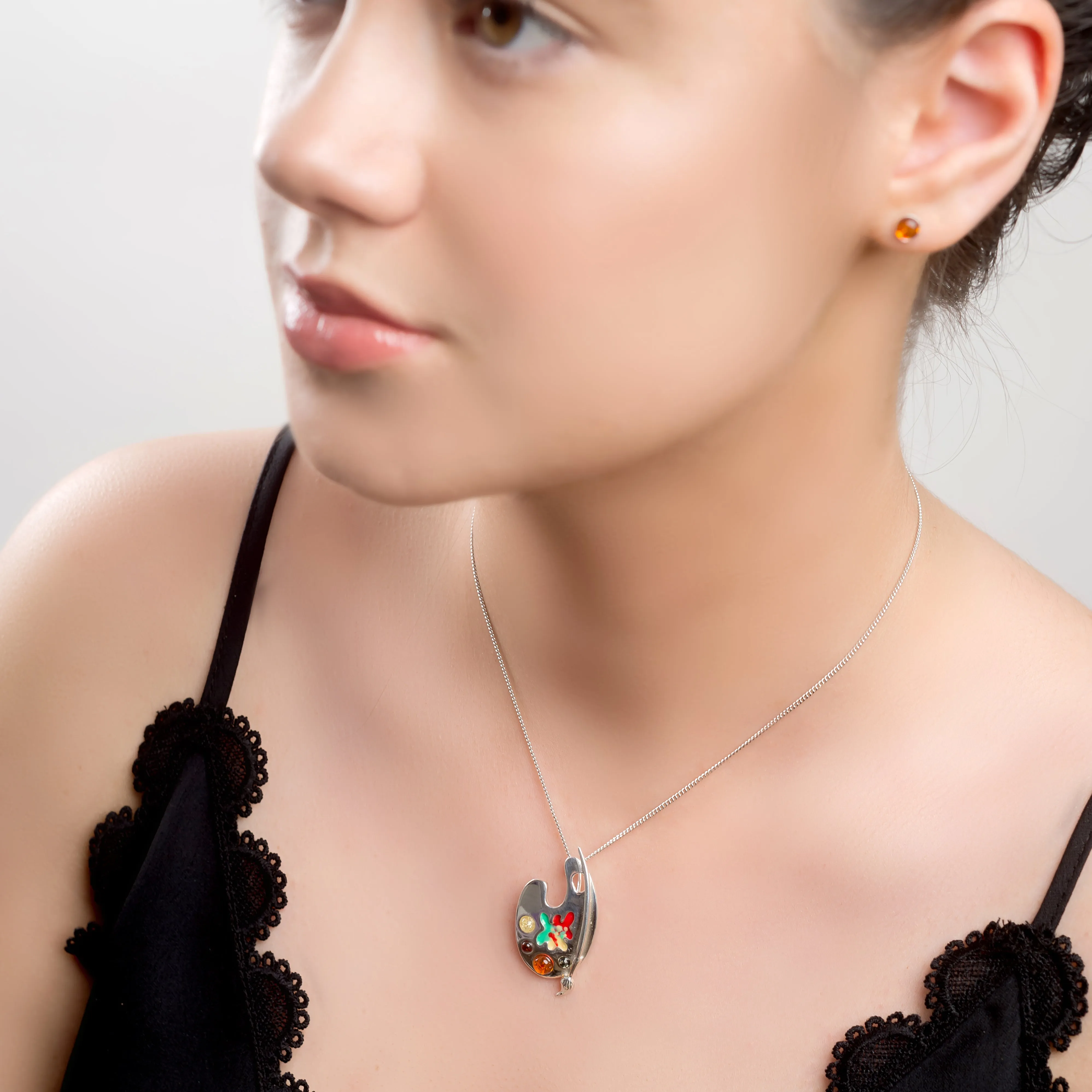 Artist Palette Necklace in Silver sold by Henryka product image thumbnail 3