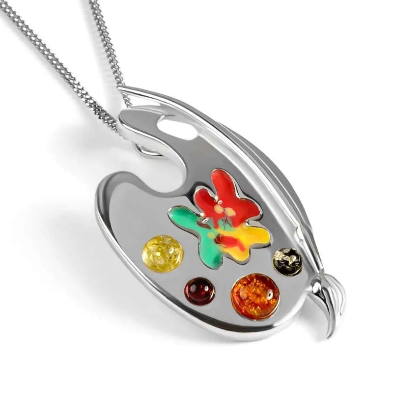 Artist Palette Necklace in Silver sold by Henryka