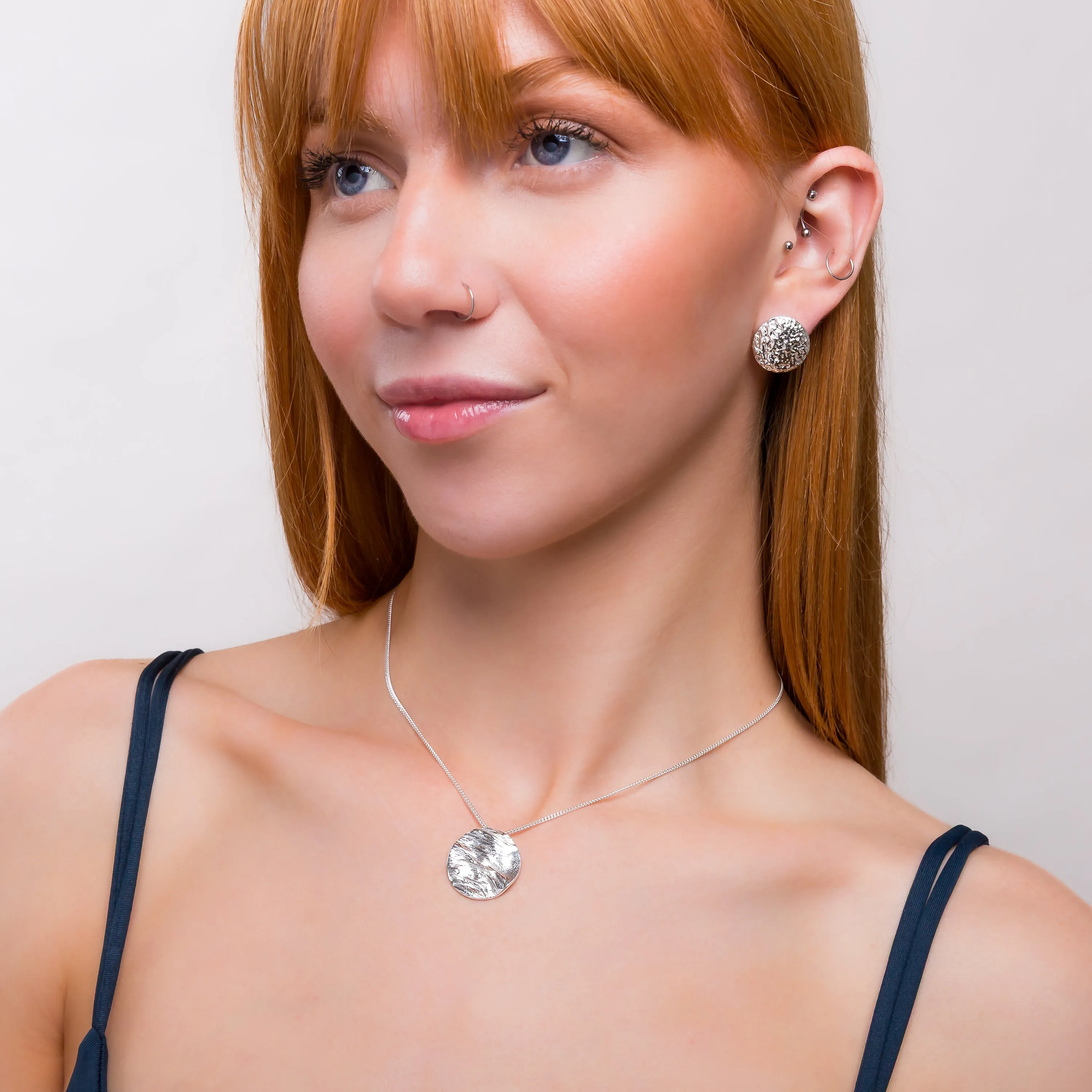 Textured Circle Necklace in Sterling Silver sold by Henryka product image thumbnail 3