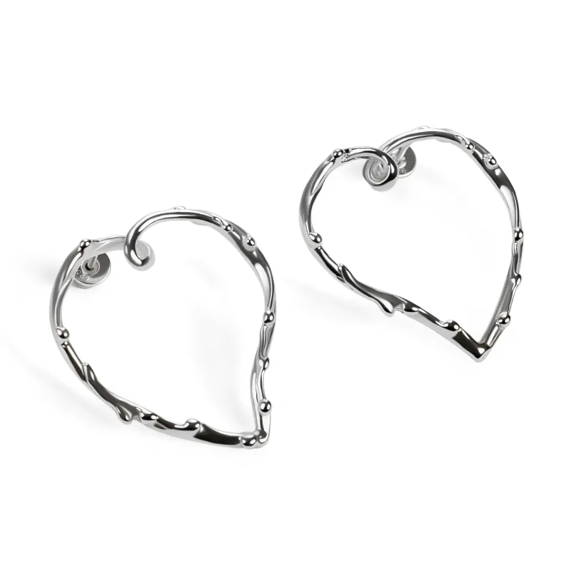 Oversized Open Heart Earrings in Sterling Silver sold by Henryka