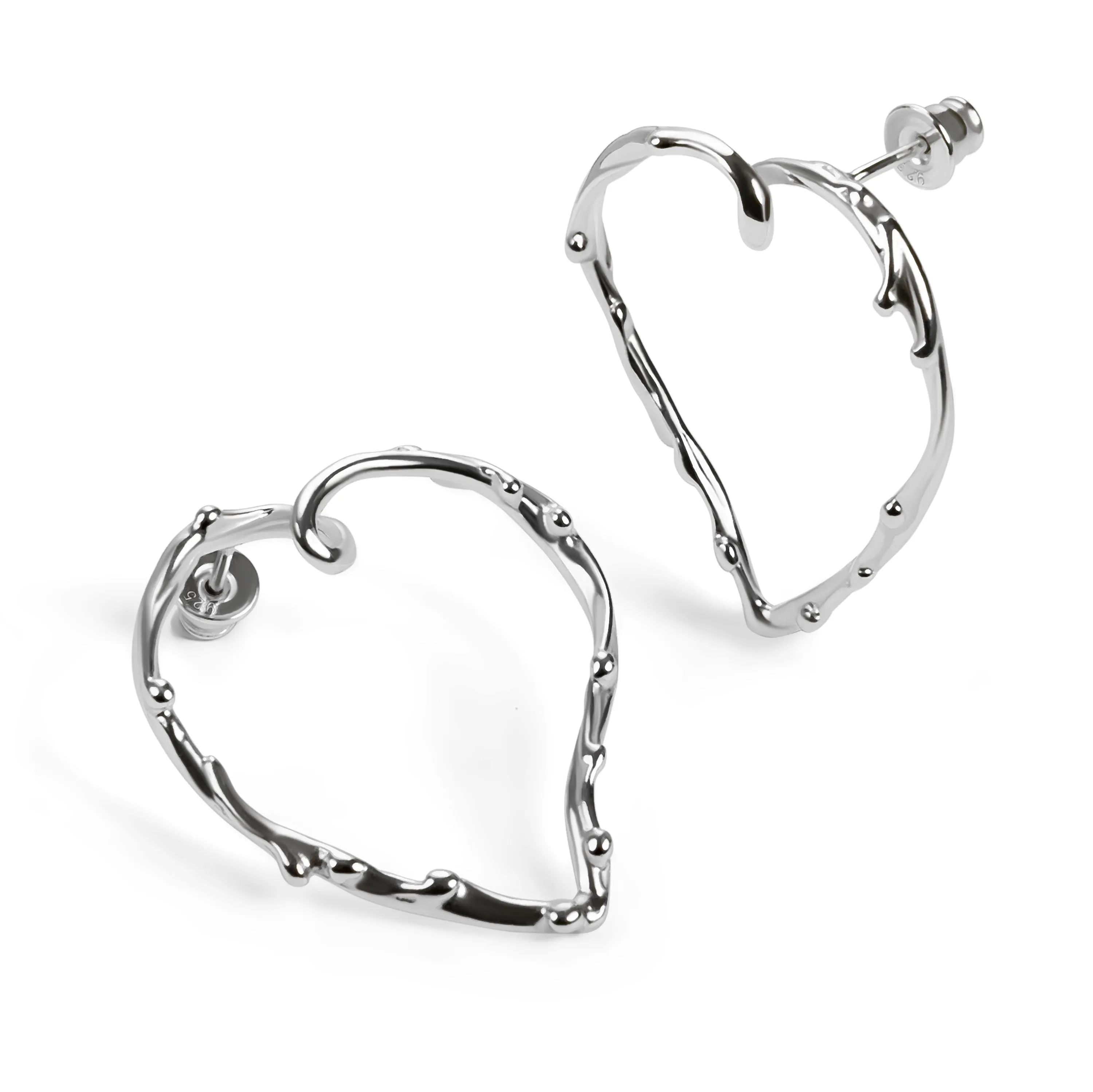 Oversized Open Heart Earrings in Sterling Silver sold by Henryka product image thumbnail 5