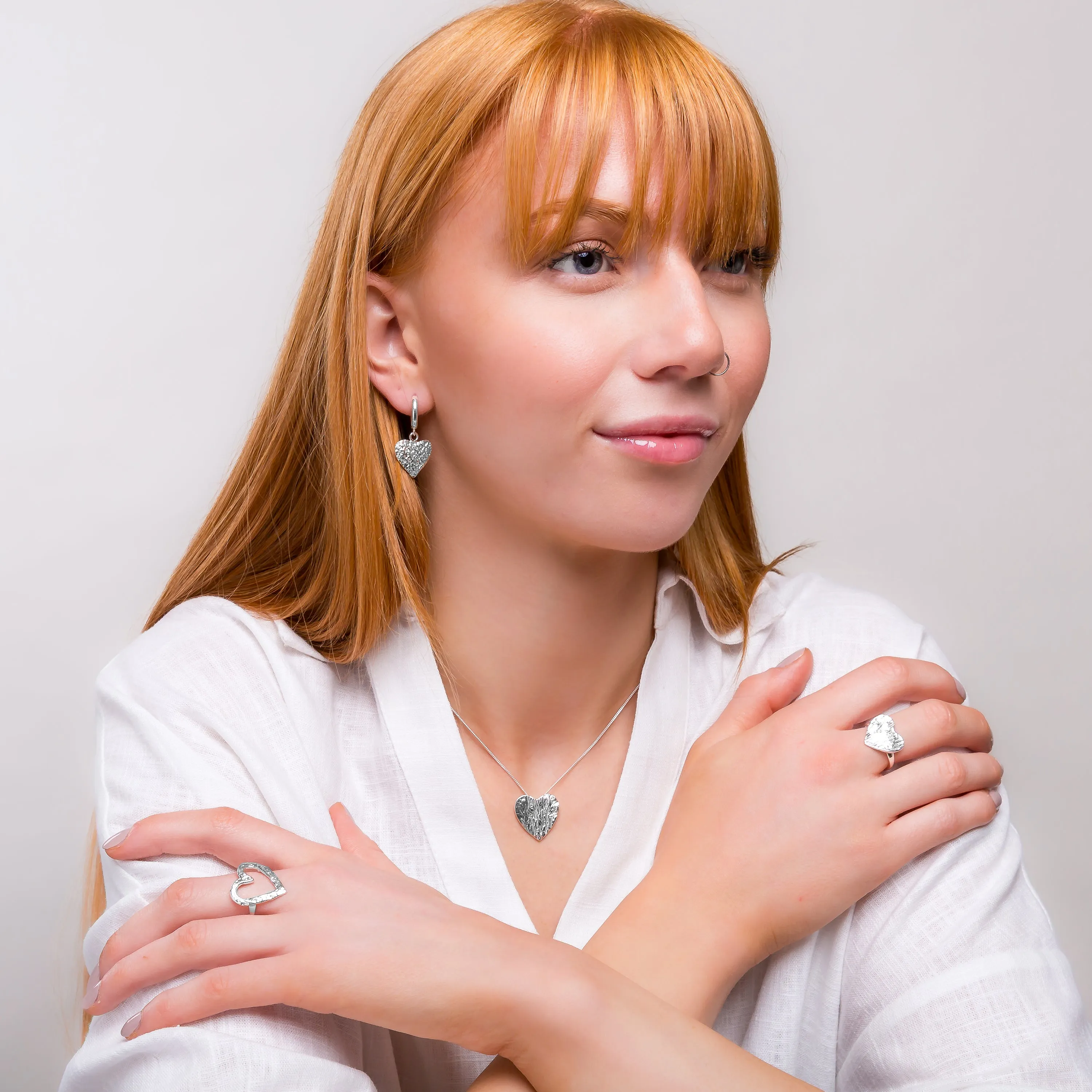 Textured Heart Ring in Sterling Silver sold by Henryka product image thumbnail 3