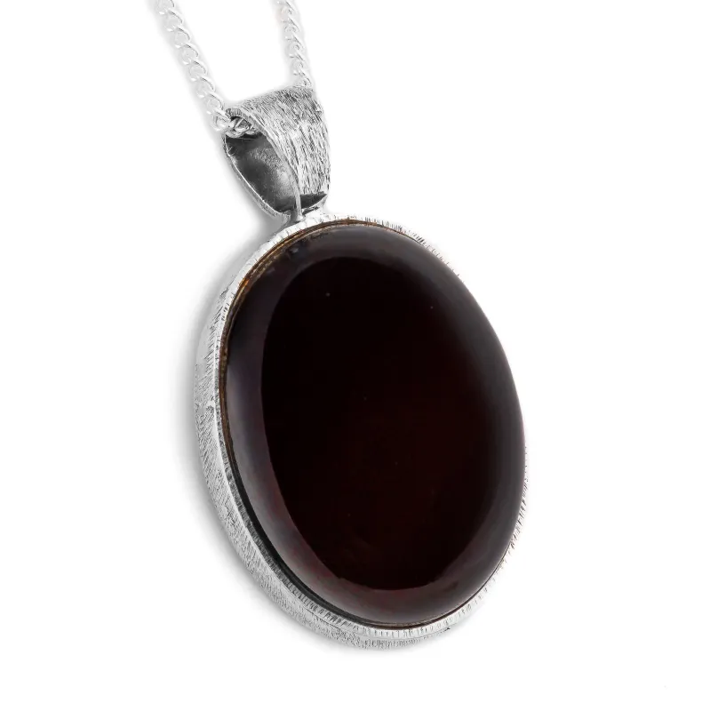 Perfect Cherry Baltic Amber and Silver Necklace - Natural Designer Gemstone sold by Henryka