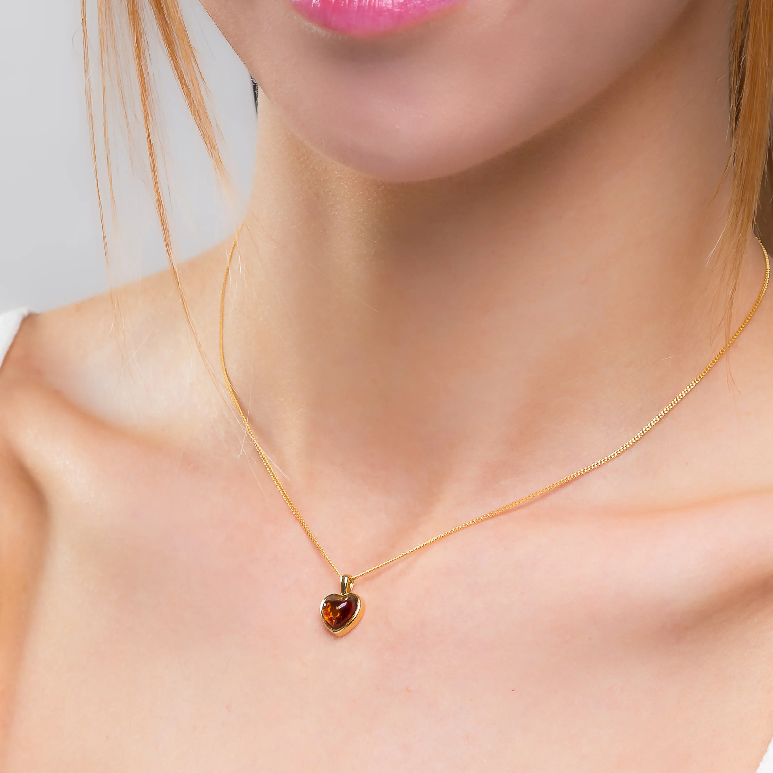 Sweet Heart Necklace in Silver with 24ct Gold and Amber sold by Henryka product image thumbnail 2