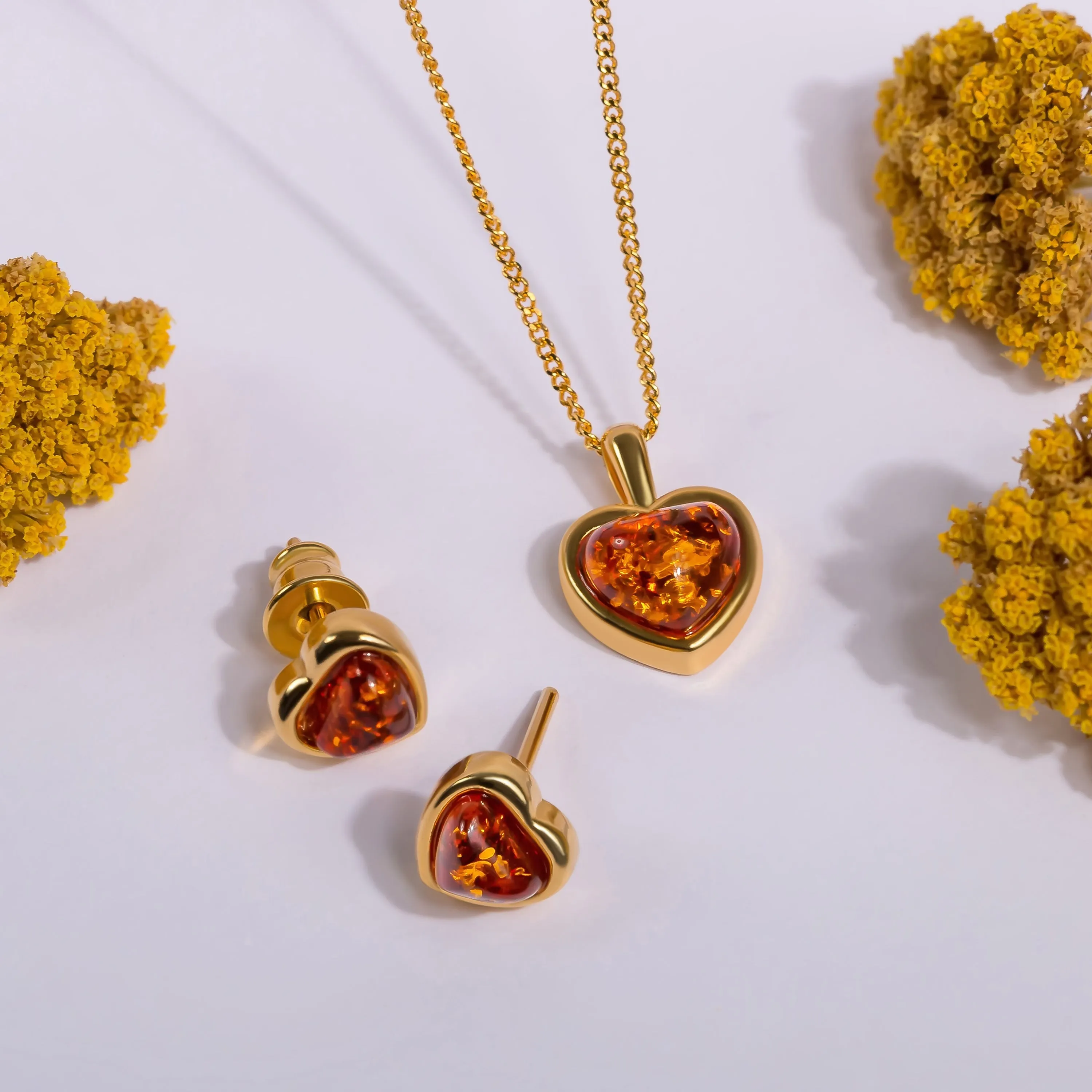 Sweet Heart Necklace in Silver with 24ct Gold and Amber sold by Henryka product image thumbnail 5