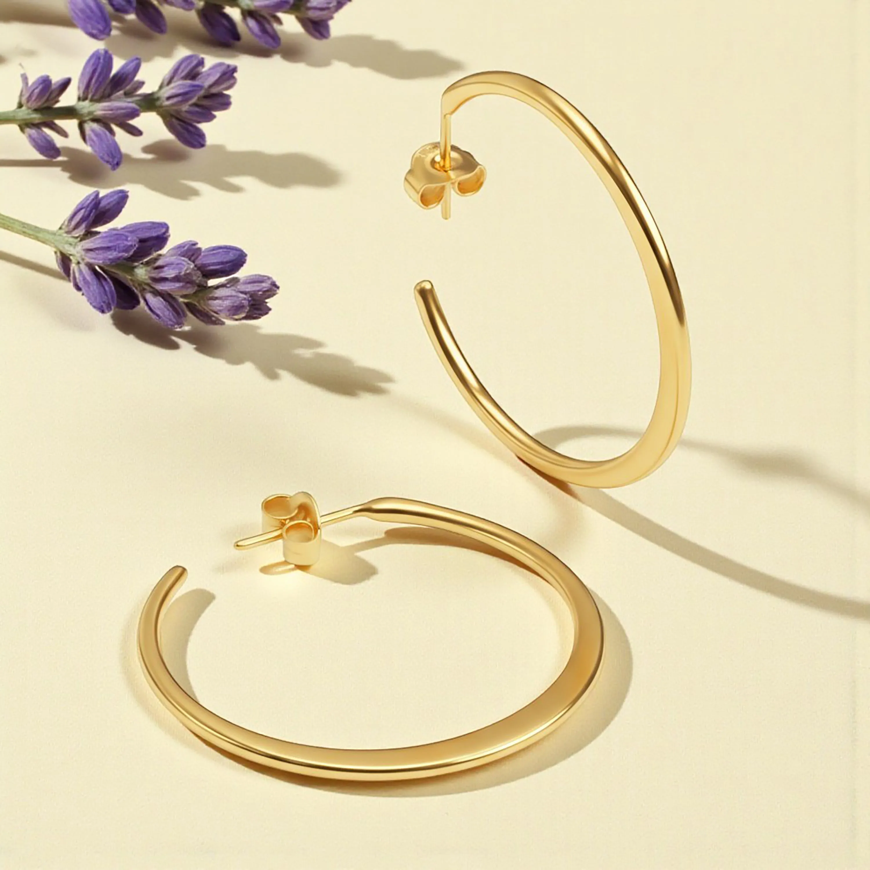Simple Solid Hoop Earrings in Sterling Silver with 24ct Gold sold by Henryka product image thumbnail 4