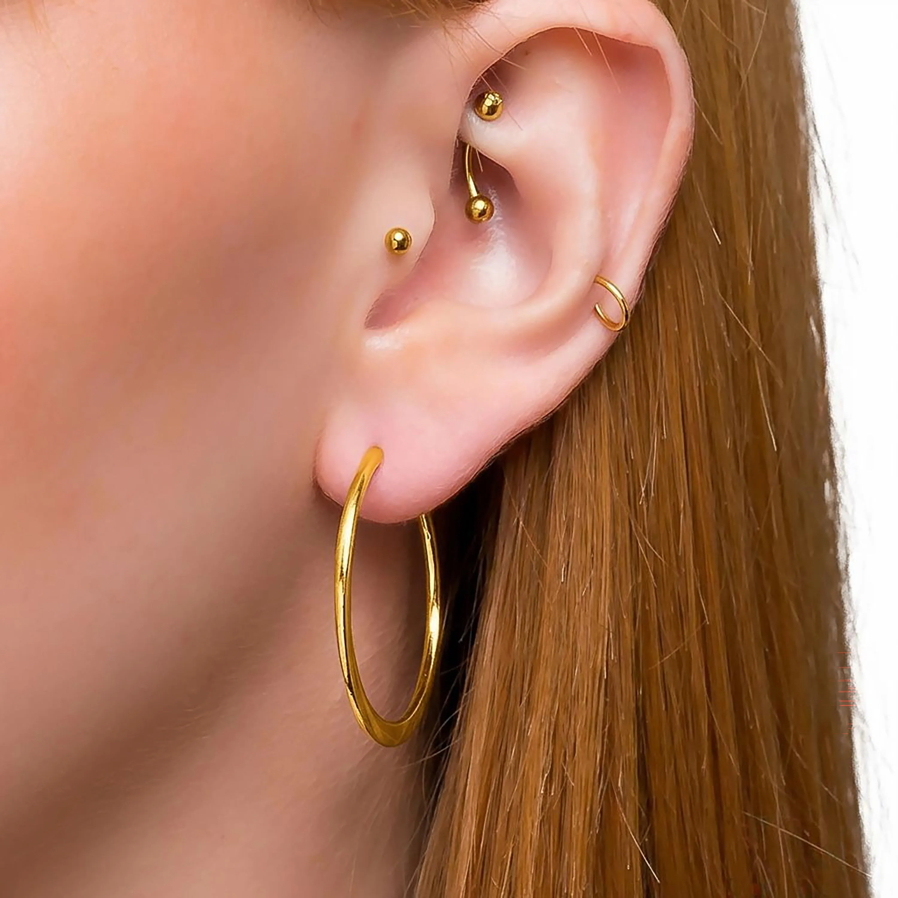 Simple Solid Hoop Earrings in Sterling Silver with 24ct Gold sold by Henryka product image thumbnail 2