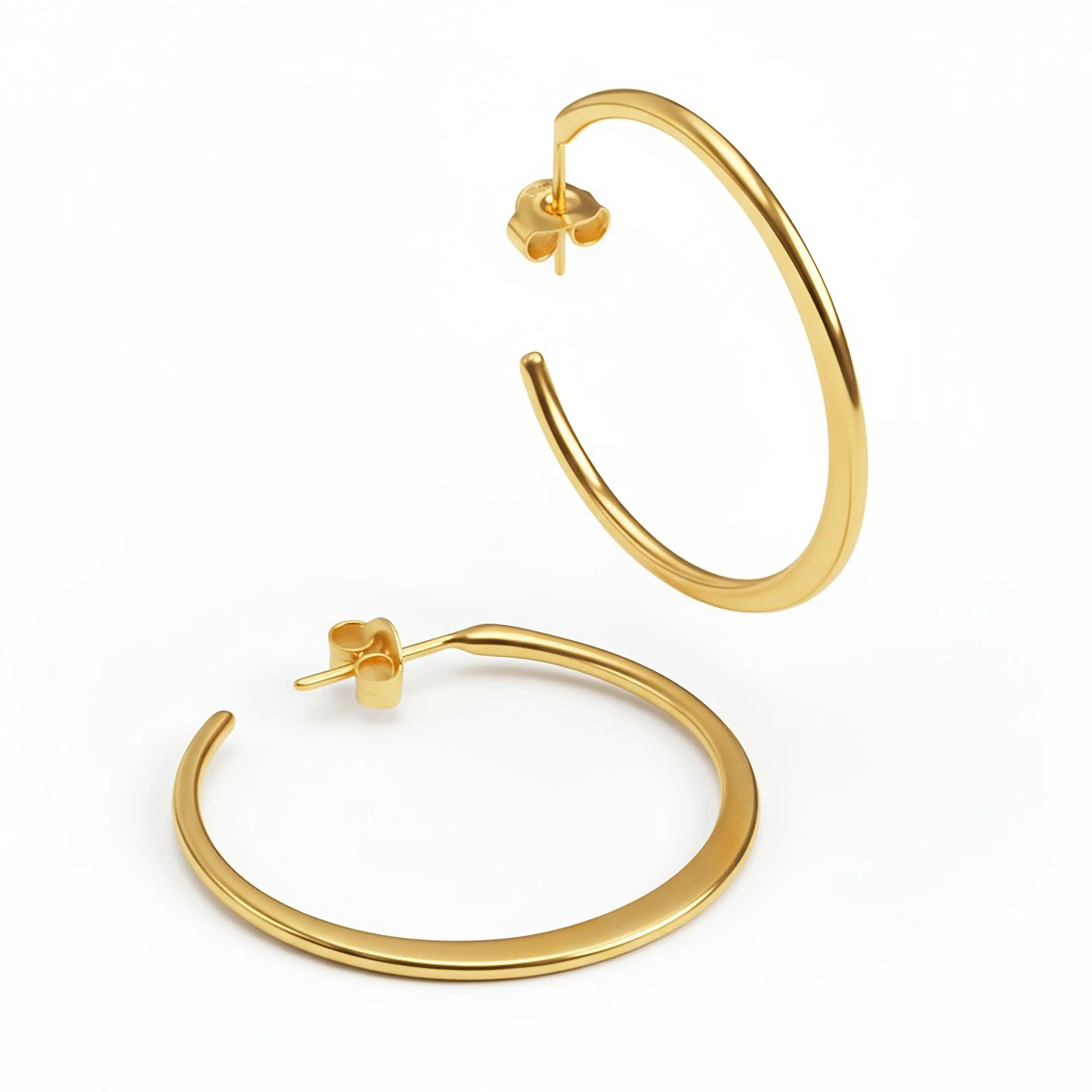 Simple Solid Hoop Earrings in Sterling Silver with 24ct Gold sold by Henryka