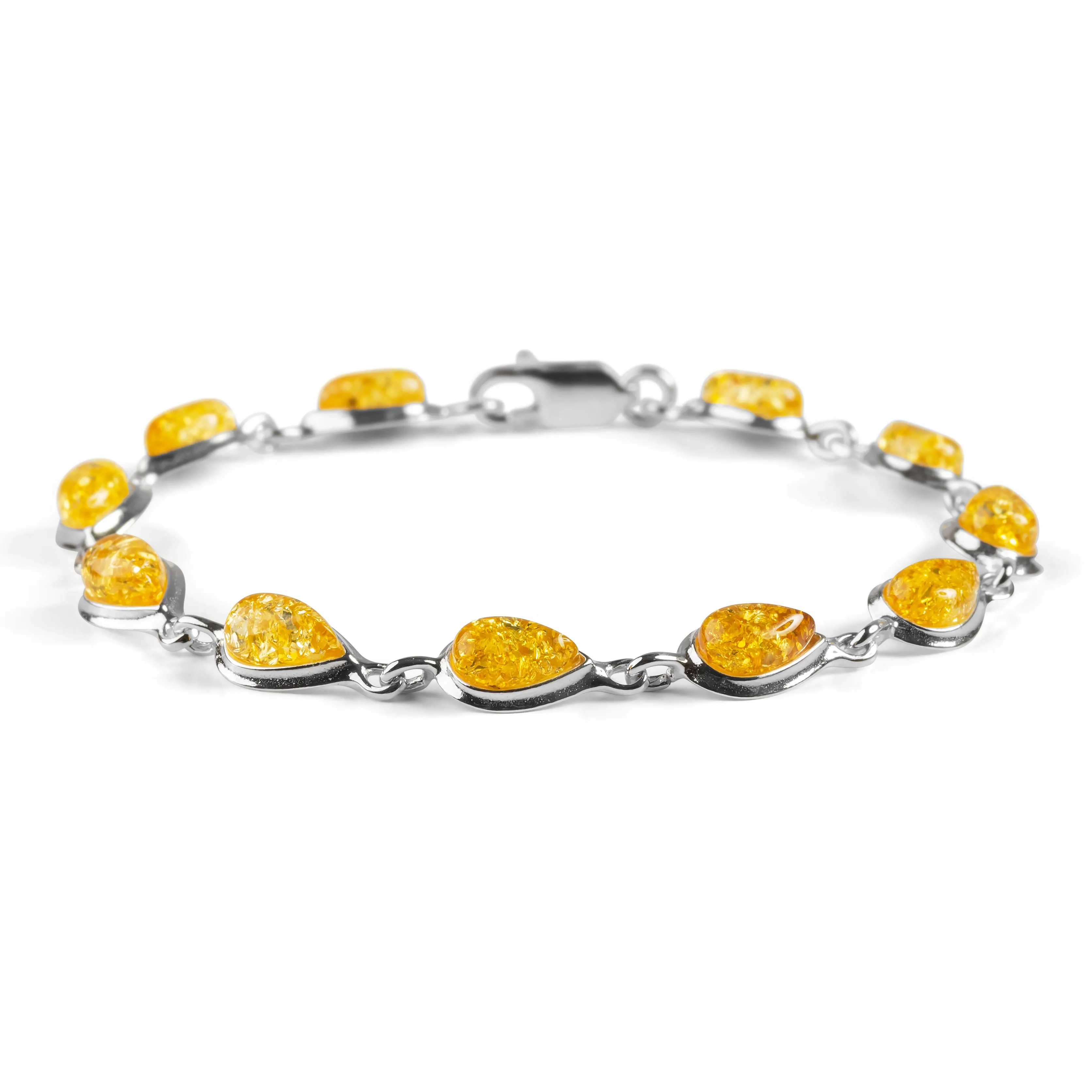 Classic Teardrop Link Bracelet in Silver with Multi Amber sold by Henryka product image thumbnail 4