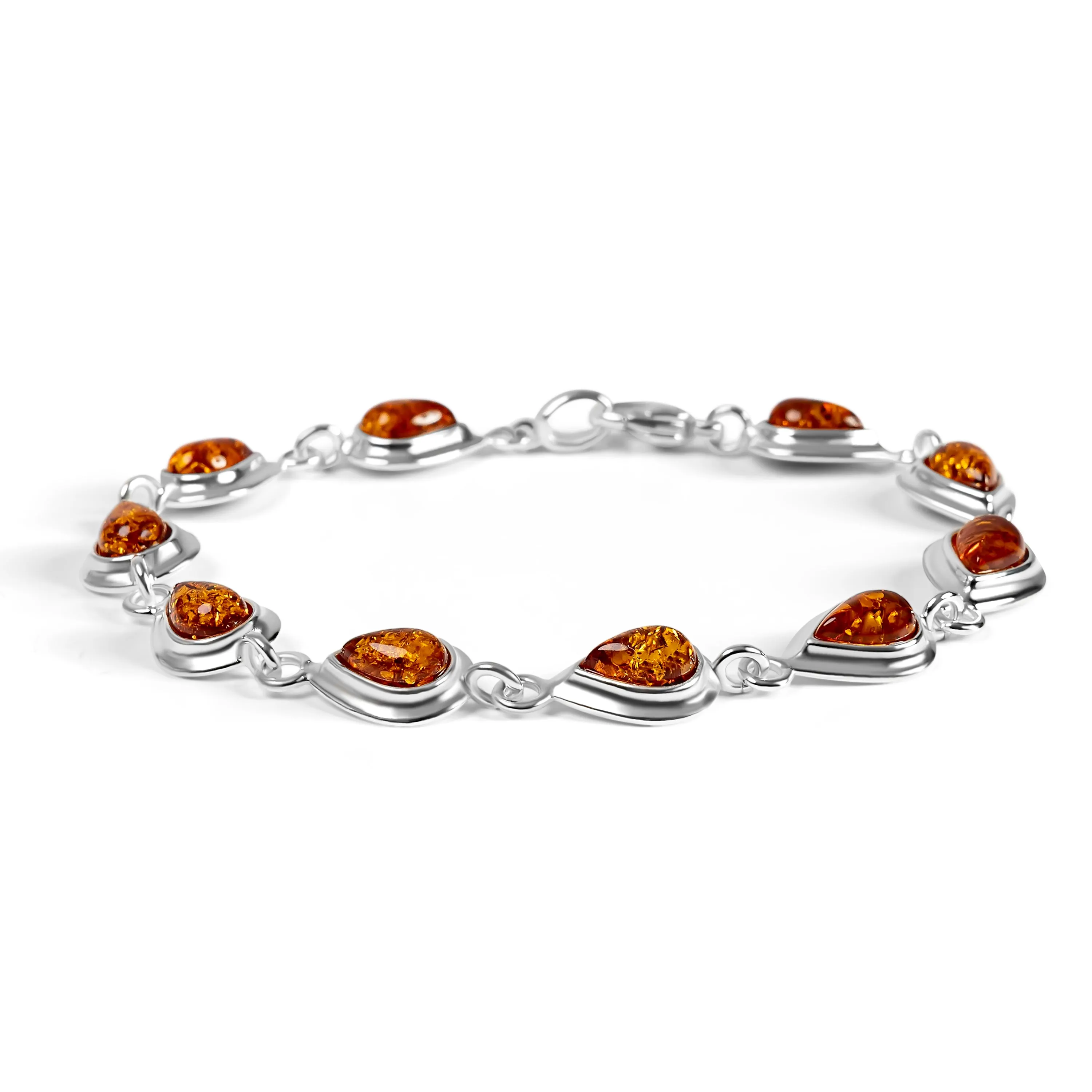 Classic Teardrop Link Bracelet in Silver with Multi Amber sold by Henryka product image thumbnail 5