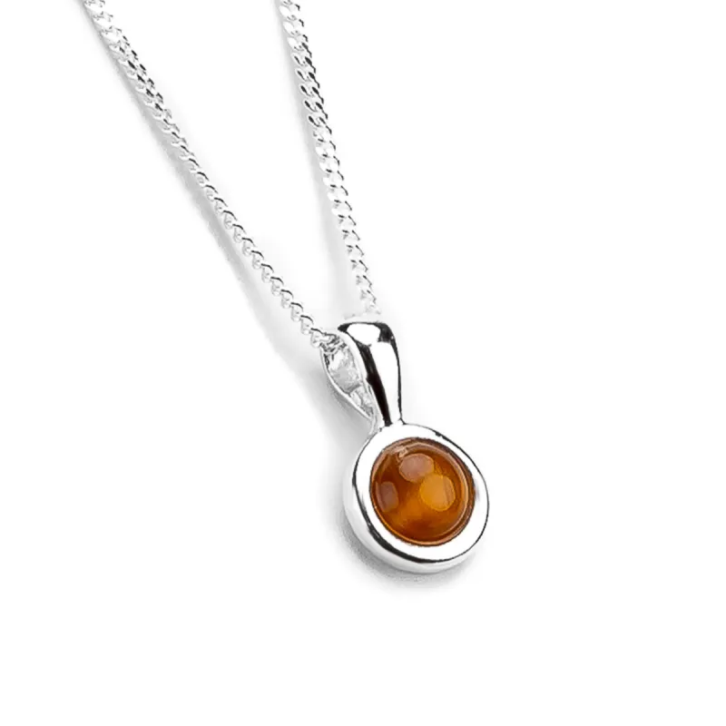 Round Charm Necklace in Silver and Tiger's Eye sold by Henryka