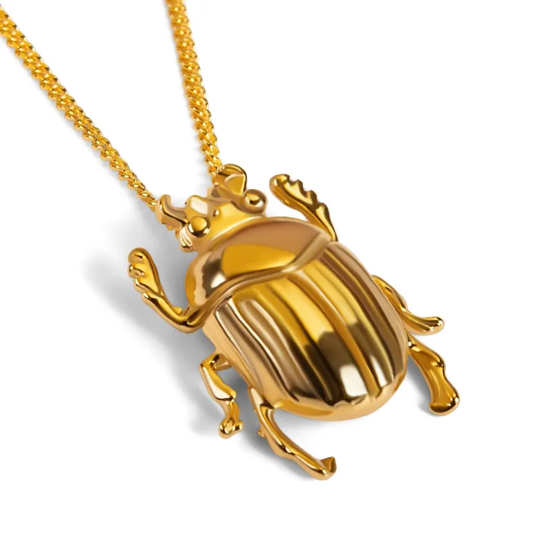 Egyptian Scarab Beetle Necklace in 24ct Gold Plate sold by Henryka