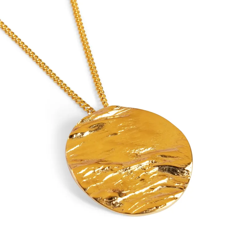 Textured Circle Necklace in 24ct Gold Plate sold by Henryka