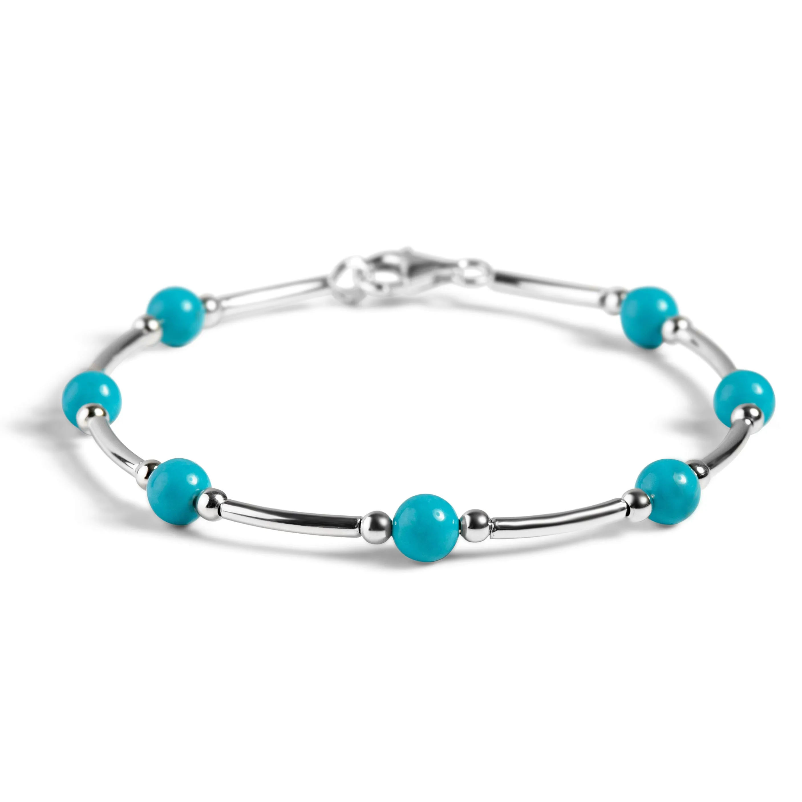 Bead Tube Bangle in Silver and Turquoise sold by Henryka