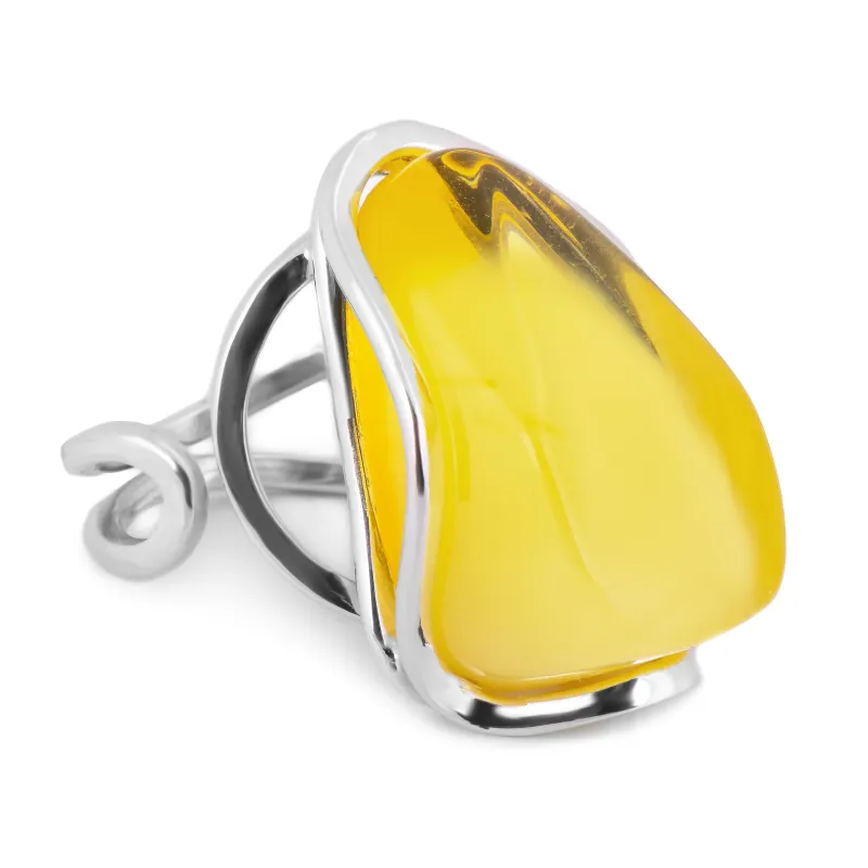 Rare Baltic Lemon Amber Ring - Natural Designer Gemstone sold by Henryka