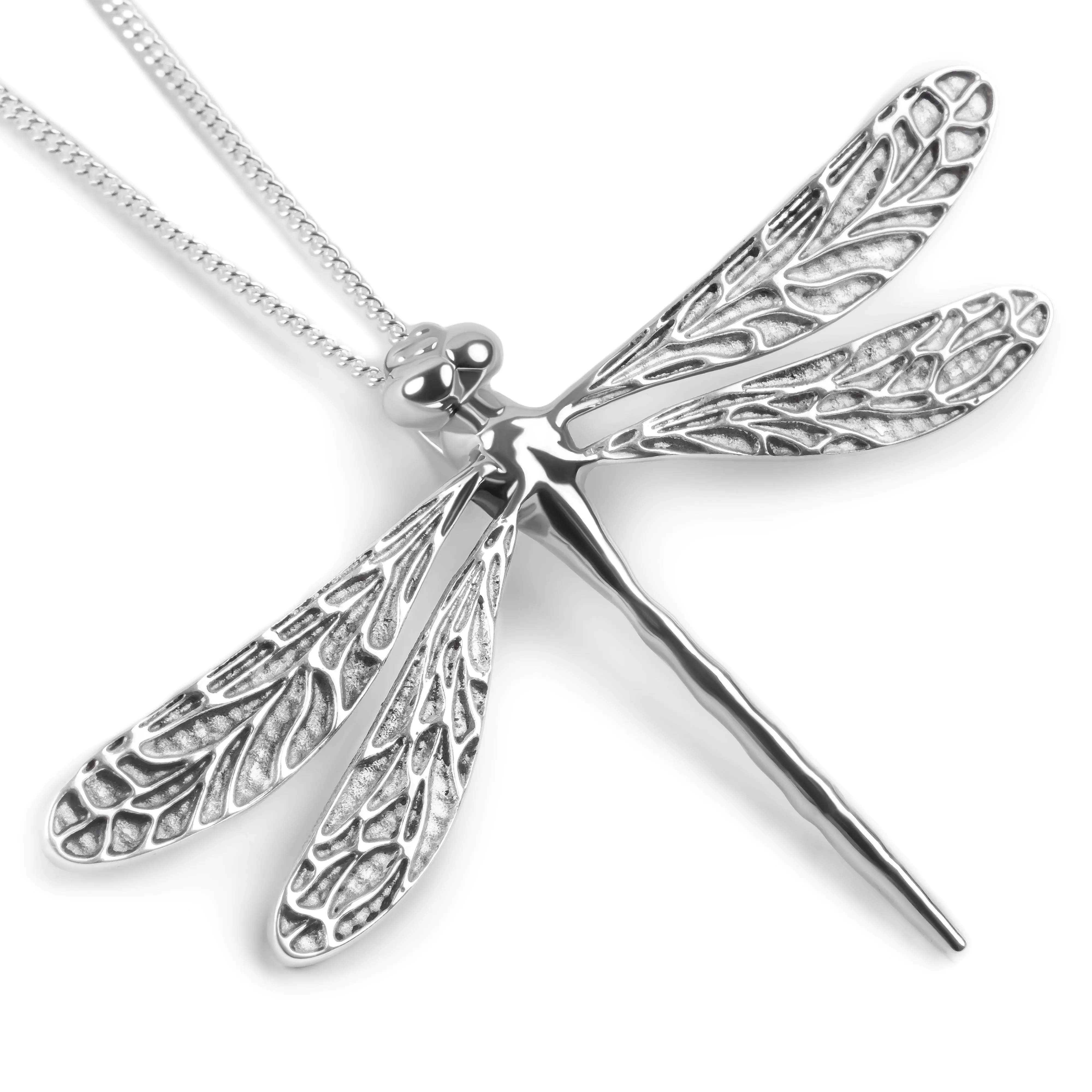 Statement Emperor Dragonfly Necklace in Solid Sterling Silver sold by Henryka