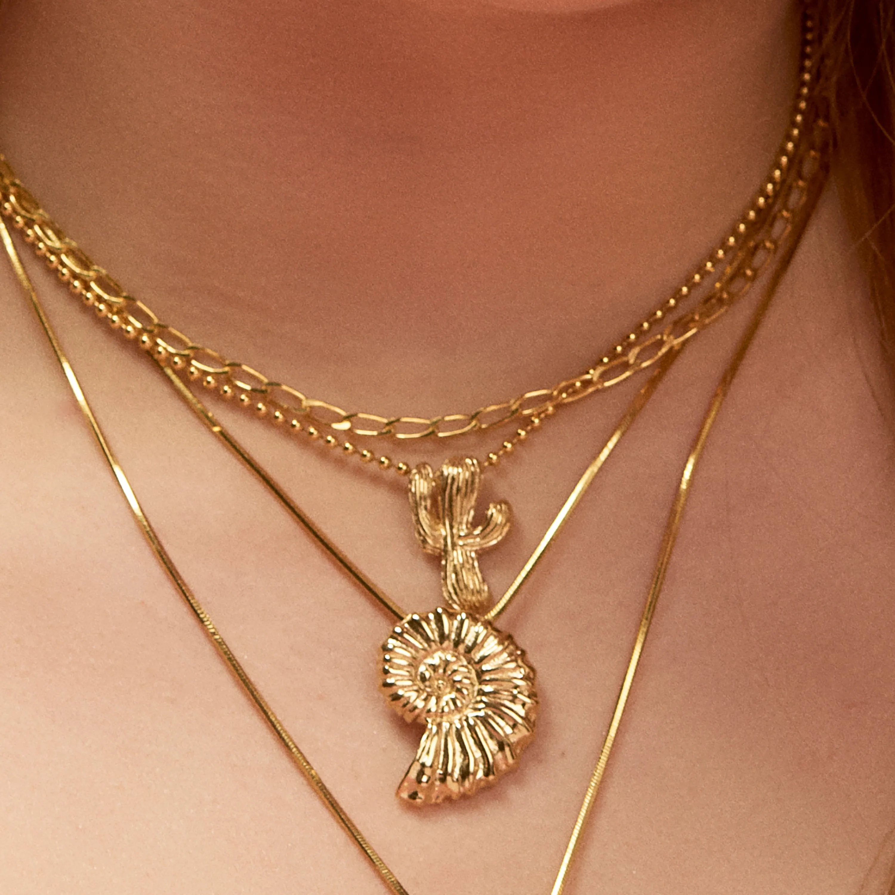 Cute Cactus Necklace in Sterling Silver with 24ct Gold sold by Henryka product image thumbnail 2