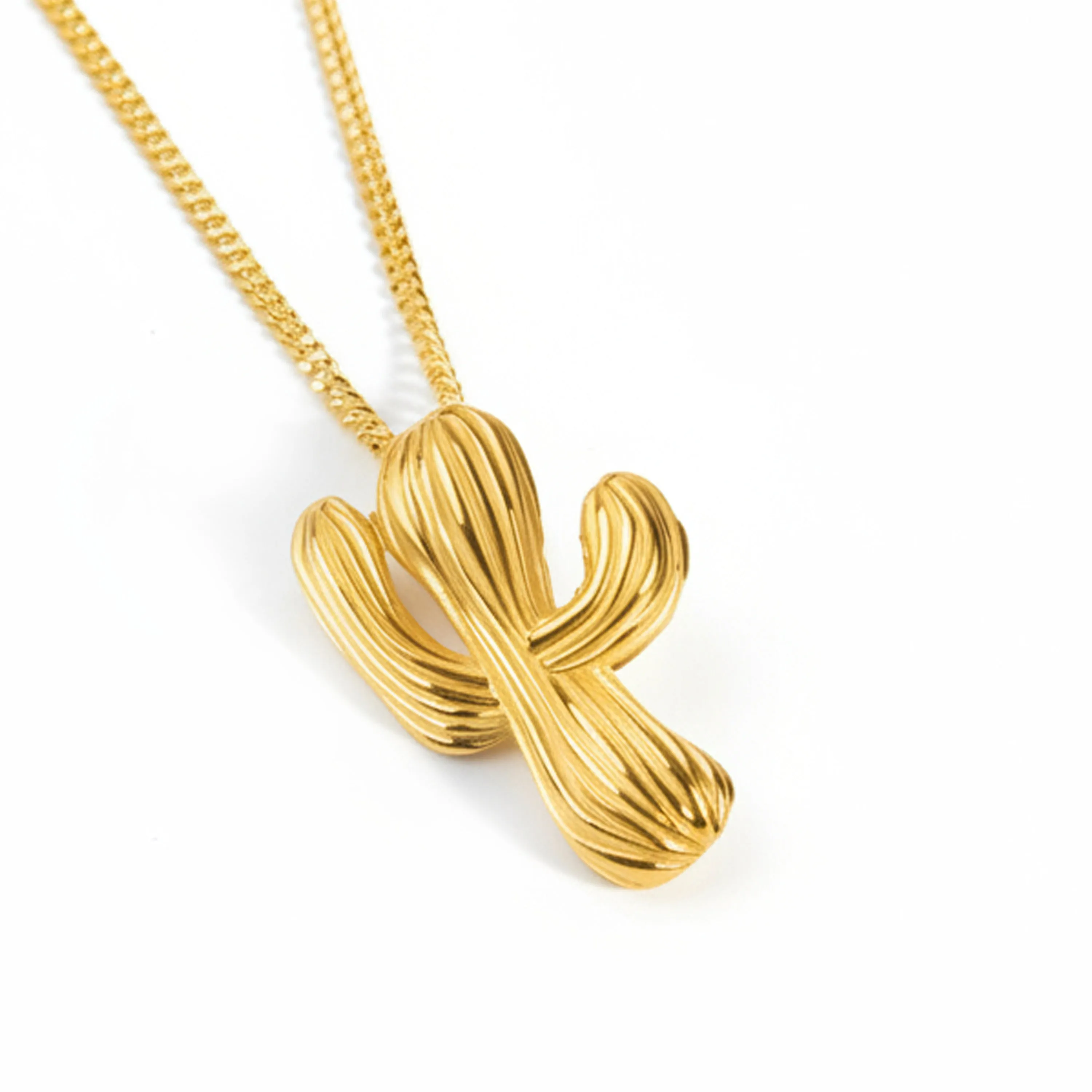 Cute Cactus Necklace in Sterling Silver with 24ct Gold sold by Henryka