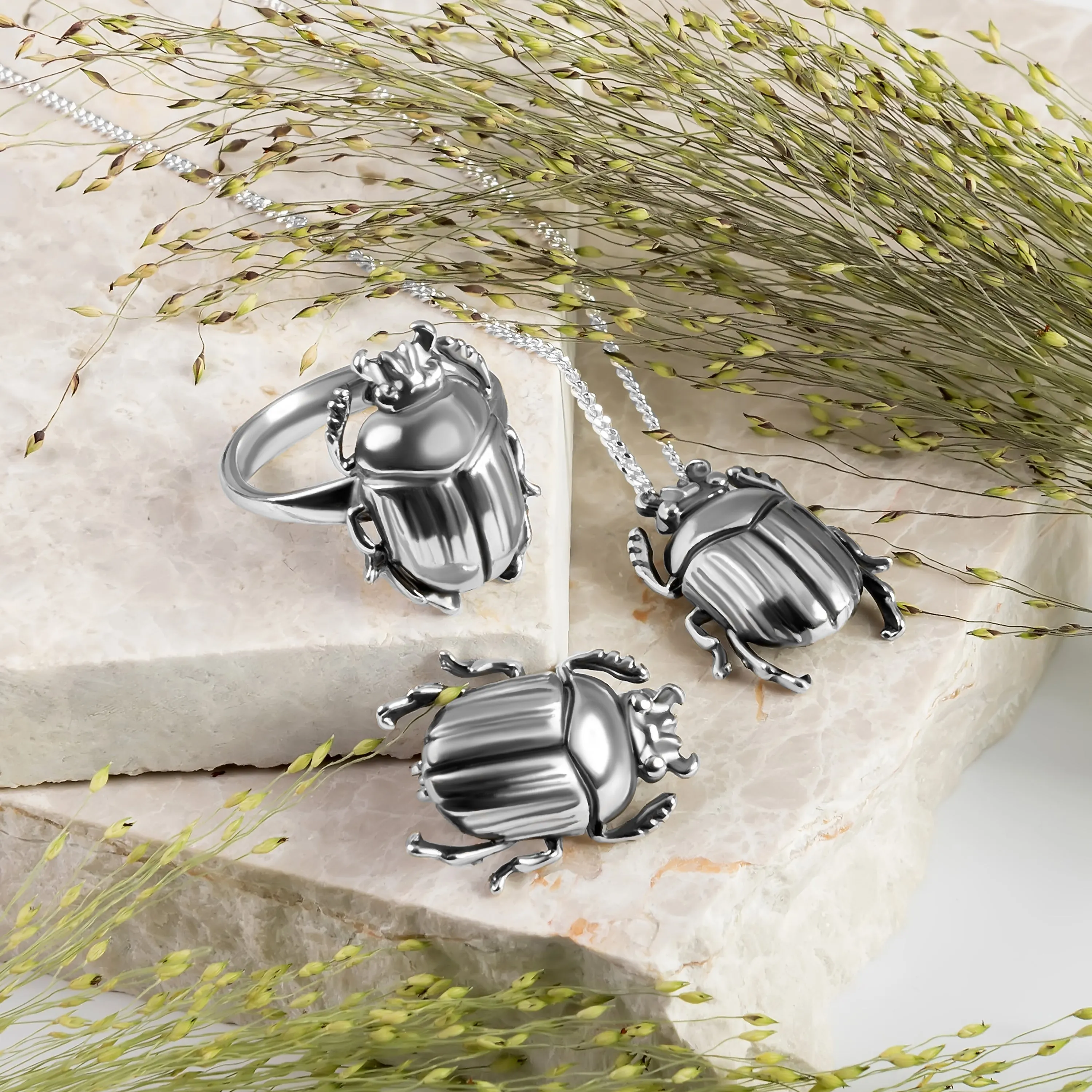 Egyptian Scarab Beetle Ring in Sterling Silver sold by Henryka product image thumbnail 3
