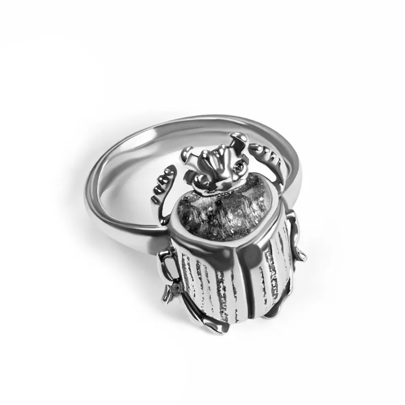 Egyptian Scarab Beetle Ring in Sterling Silver made by Henryka