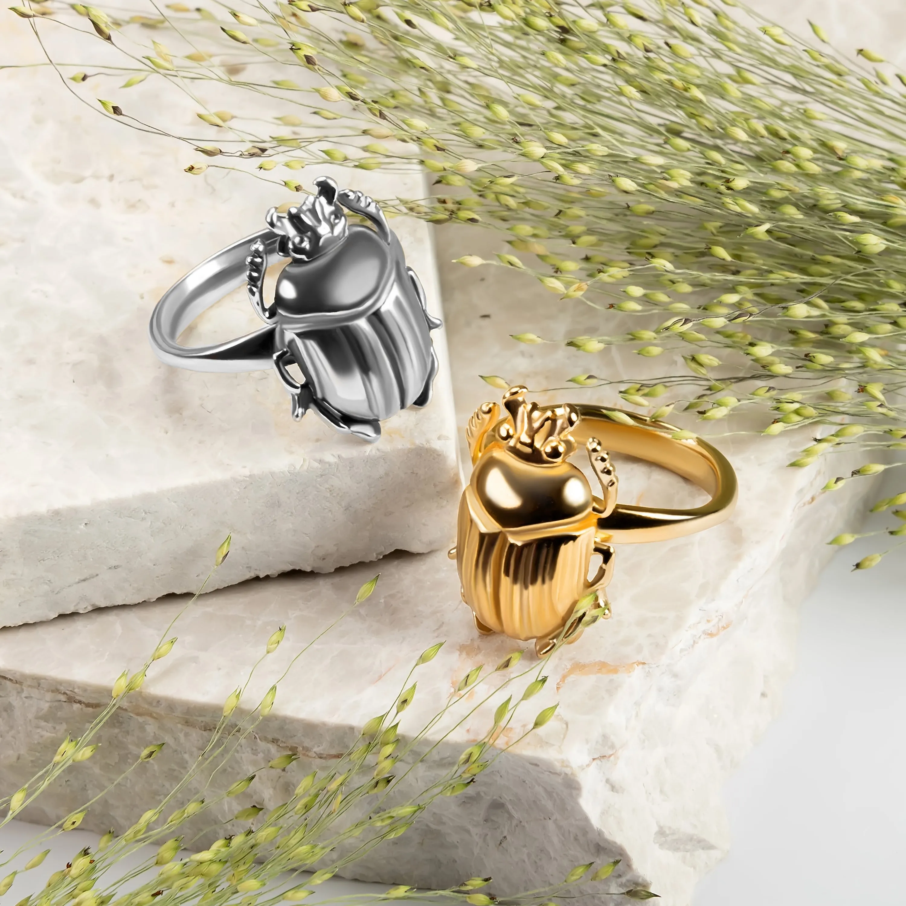 Egyptian Scarab Beetle Ring in Sterling Silver sold by Henryka product image thumbnail 2