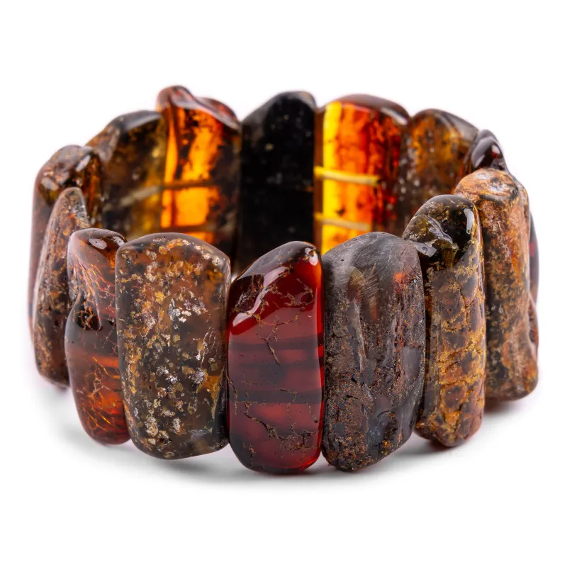 Bold Aura – Stretch Statement Bracelet Featuring Raw Baltic Amber sold by Henryka