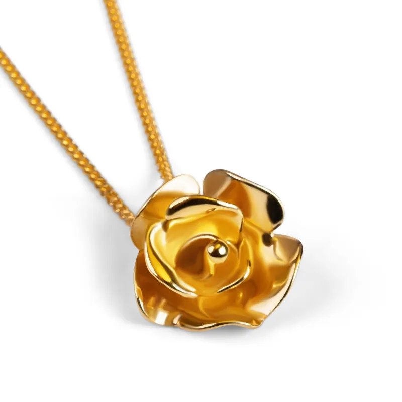 Open Rose Necklace in Sterling Silver with 24ct Gold sold by Henryka