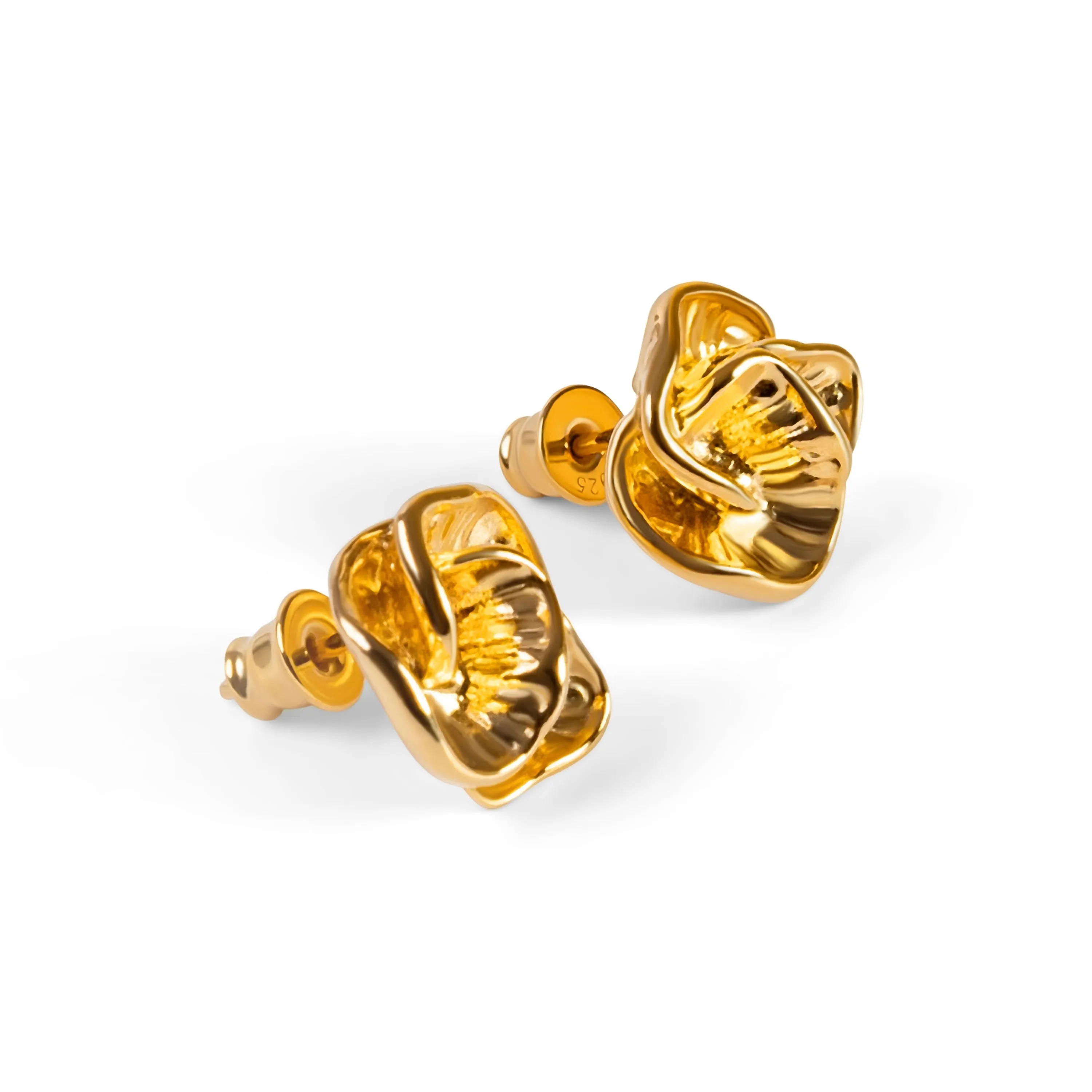 Open Rose Stud Earrings in Sterling Silver with 24ct Gold sold by Henryka product image thumbnail 2