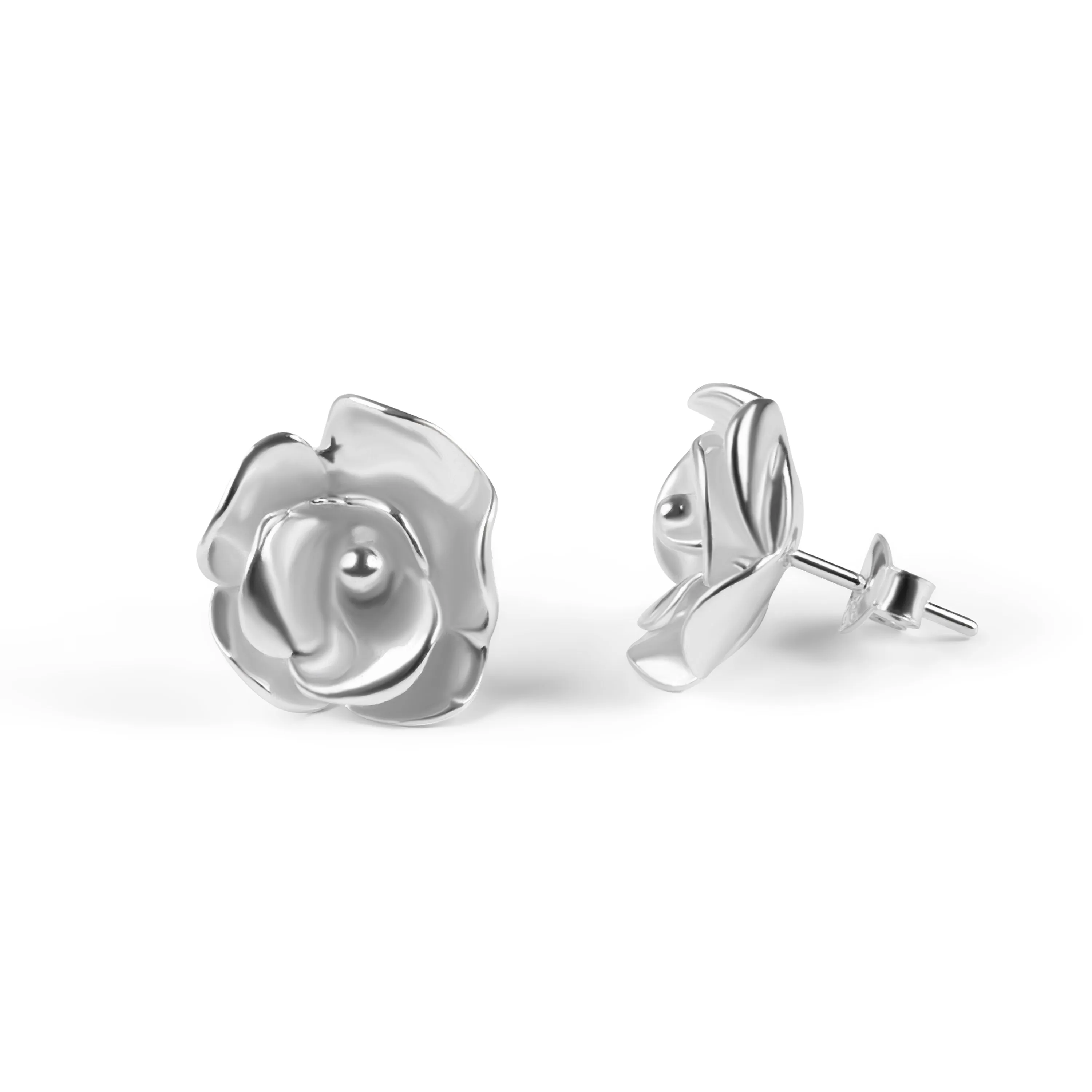 Open Rose Stud Earrings in Sterling Silver sold by Henryka