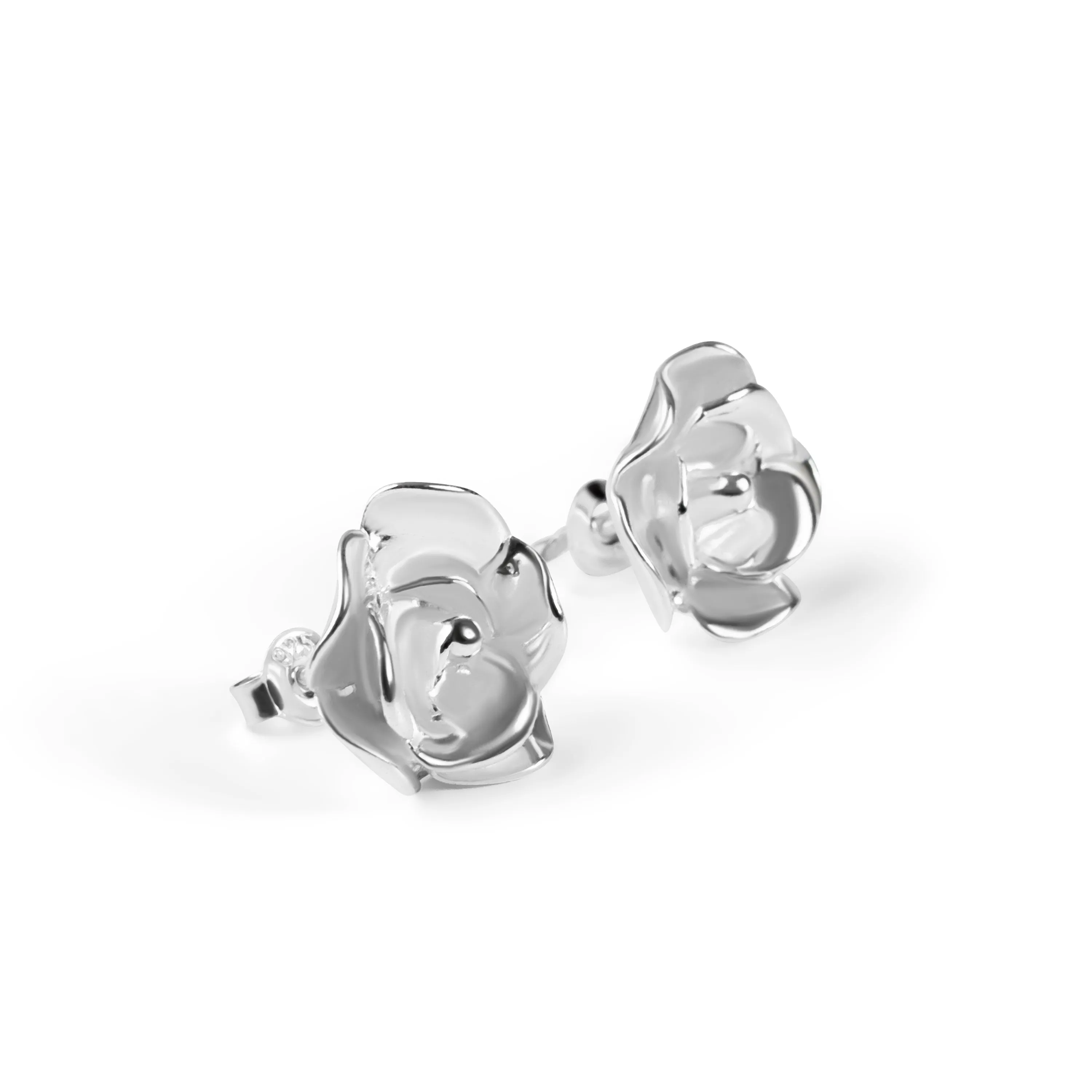 Open Rose Stud Earrings in Sterling Silver sold by Henryka product image thumbnail 2