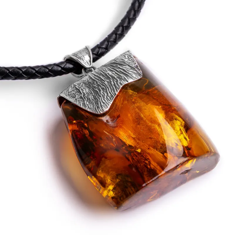 Phenomenal Unisex Baltic Amber and Silver Necklace - Natural Designer Gemstone made by Henryka